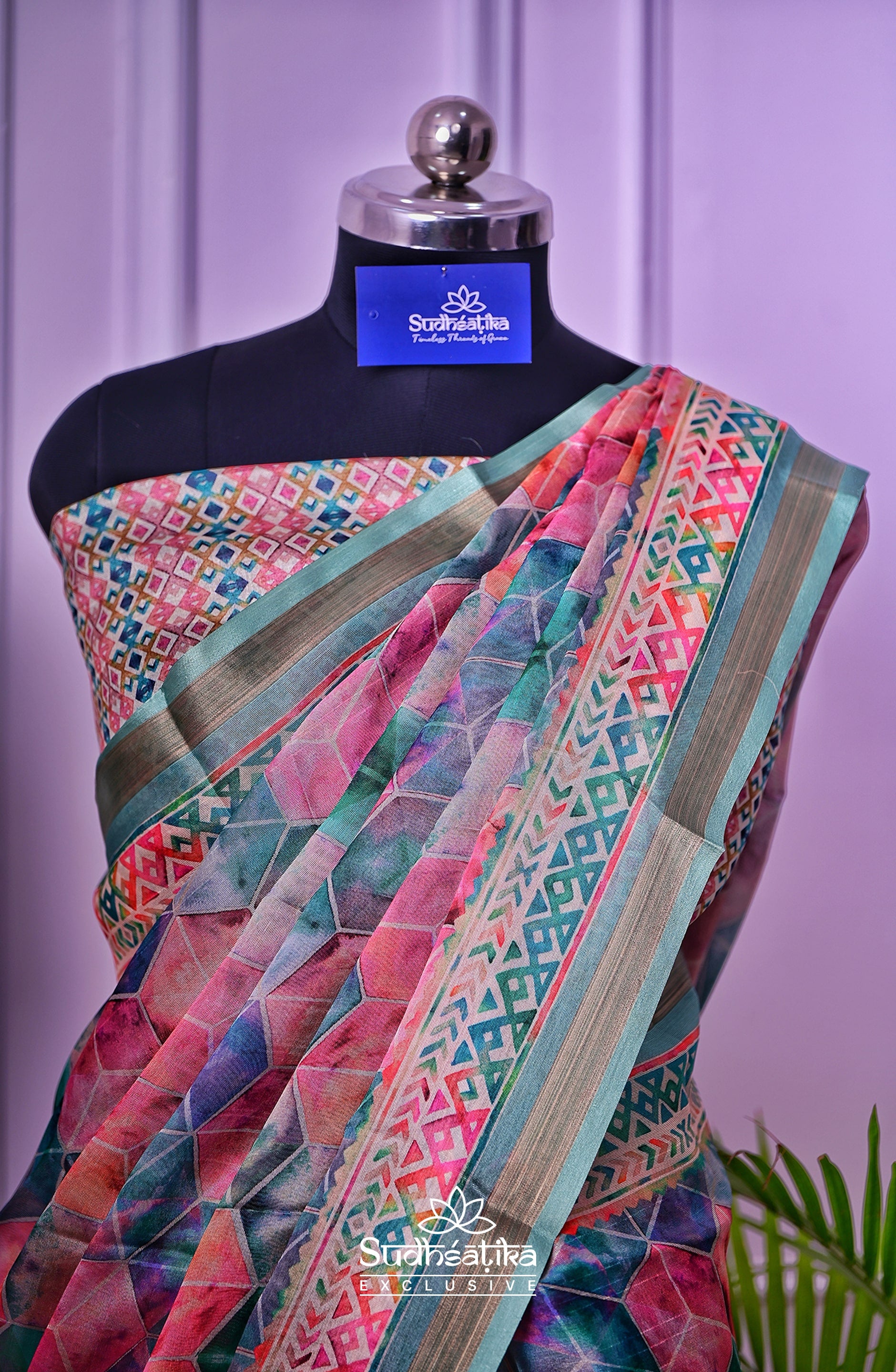 Candy Cubes – Vibrant Digital Illusion Saree