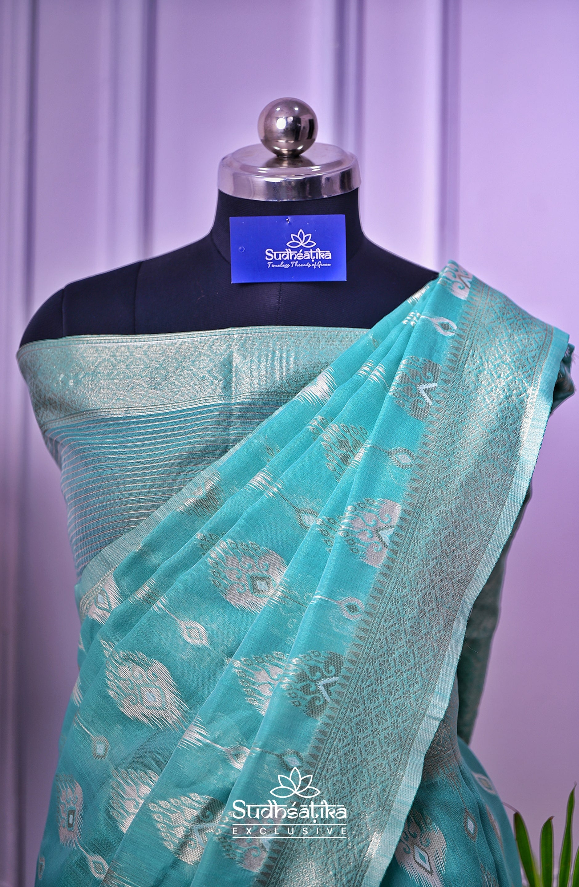 Sea Green Banarsi Spun Cotton Lightweight