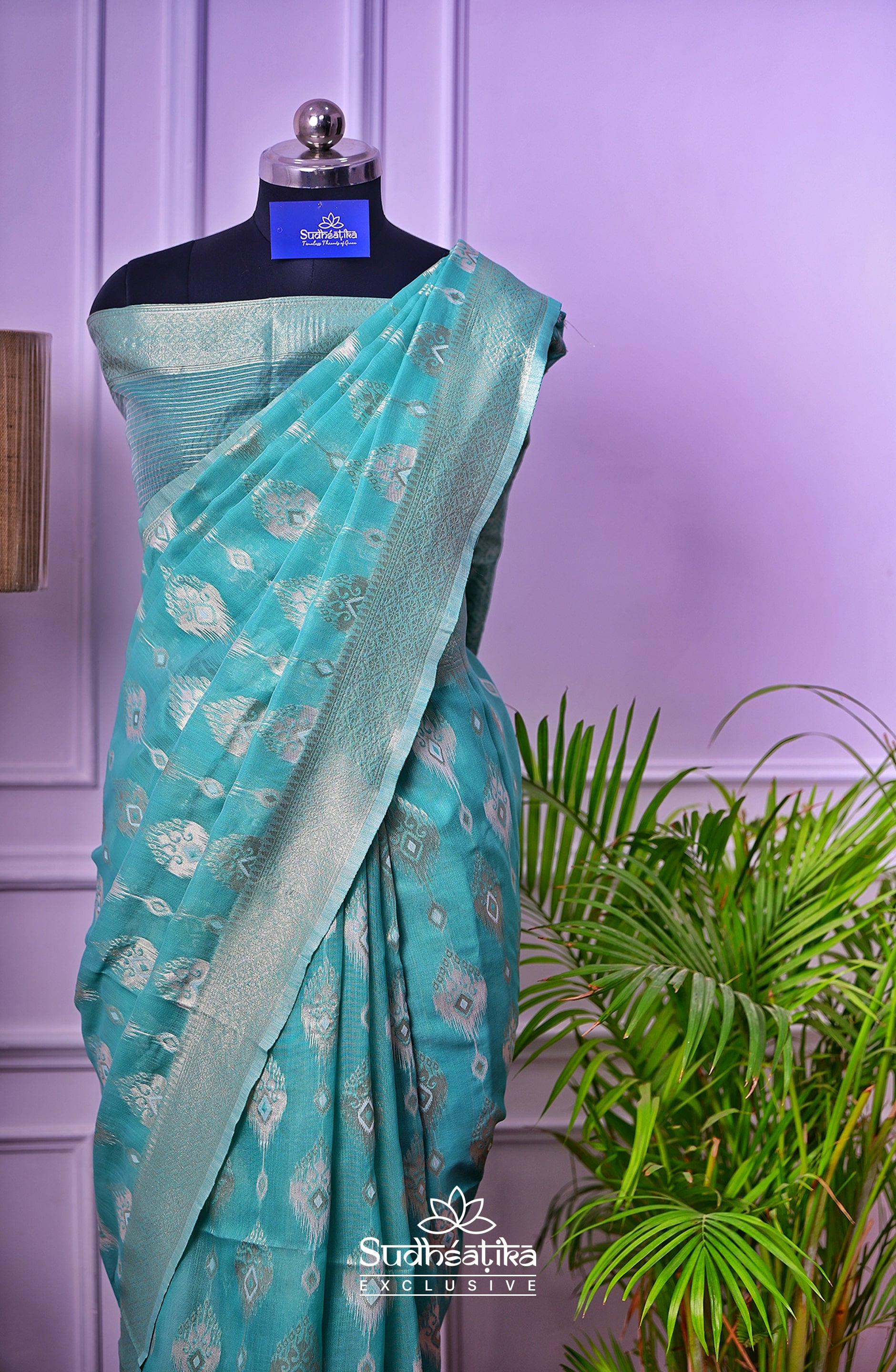 Sea Green Banarsi Spun Cotton Lightweight