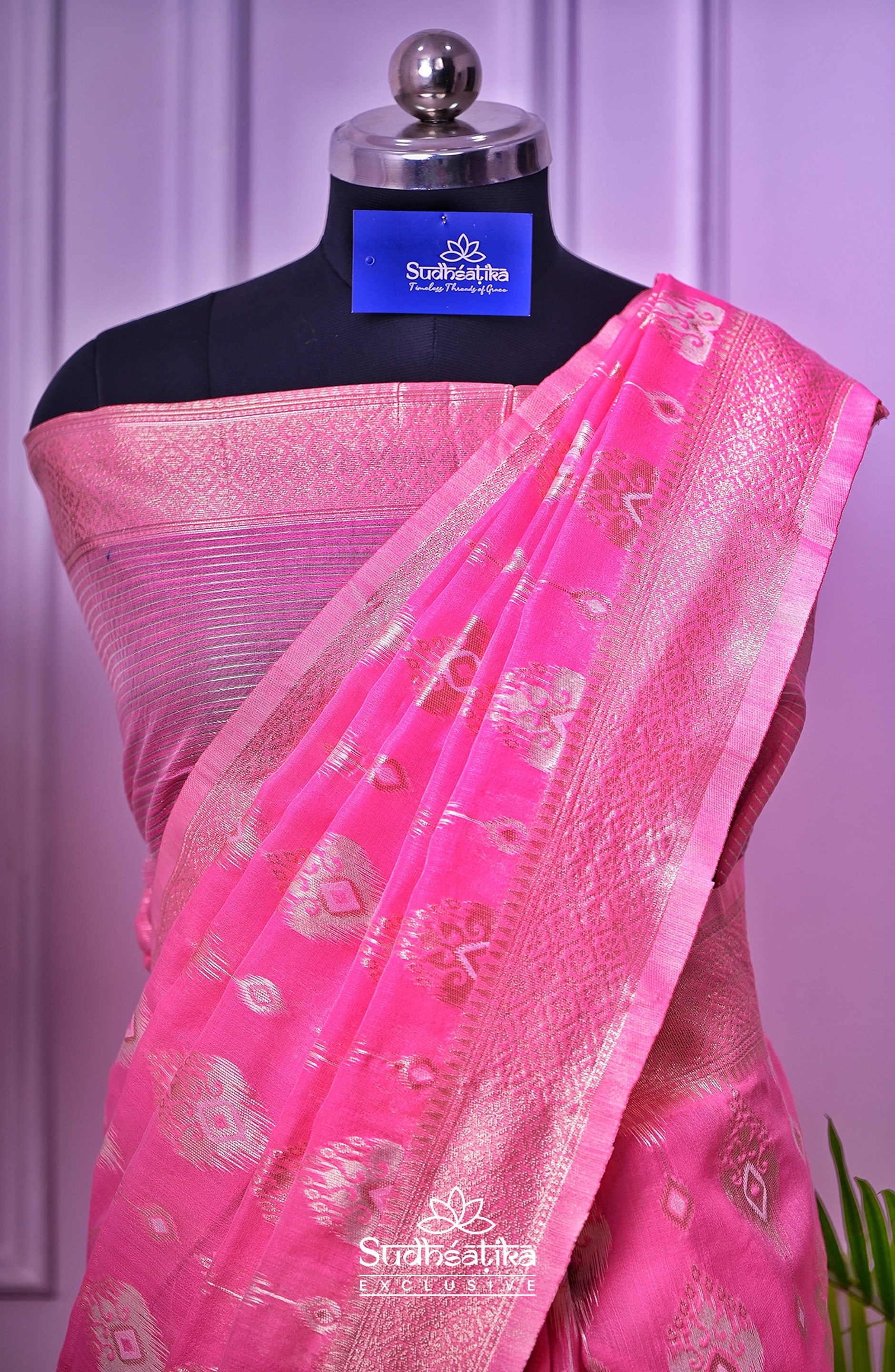Coral Pink Banarsi Spun Cotton Lightweight
