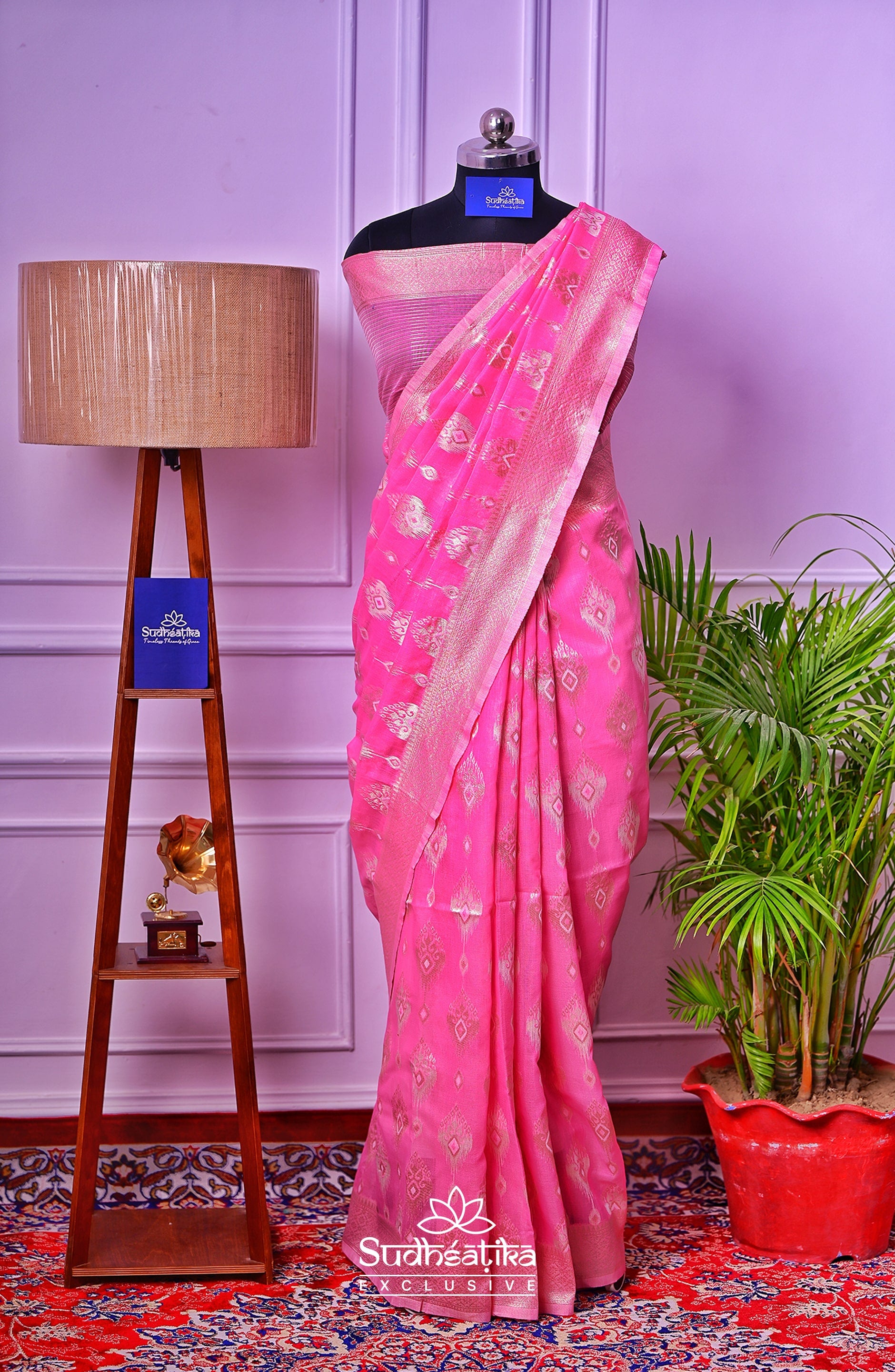 Coral Pink Banarsi Spun Cotton Lightweight