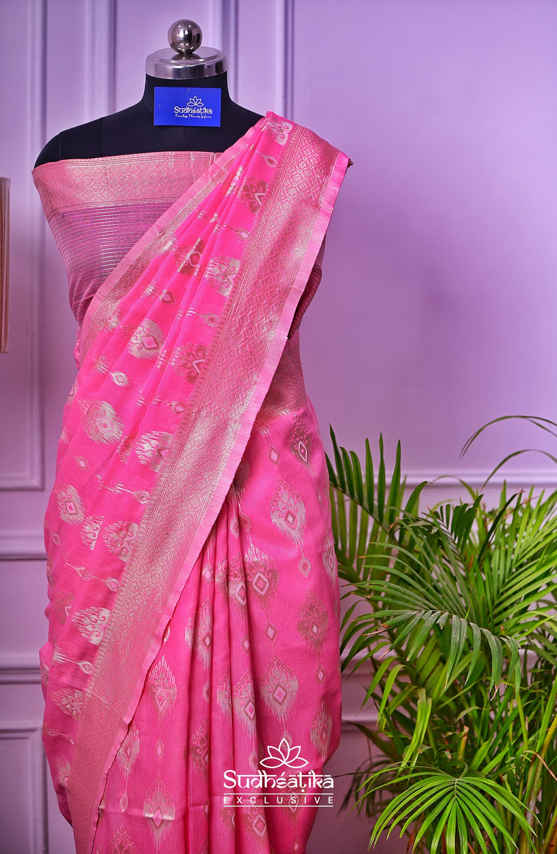 Coral Pink Banarsi Spun Cotton Lightweight