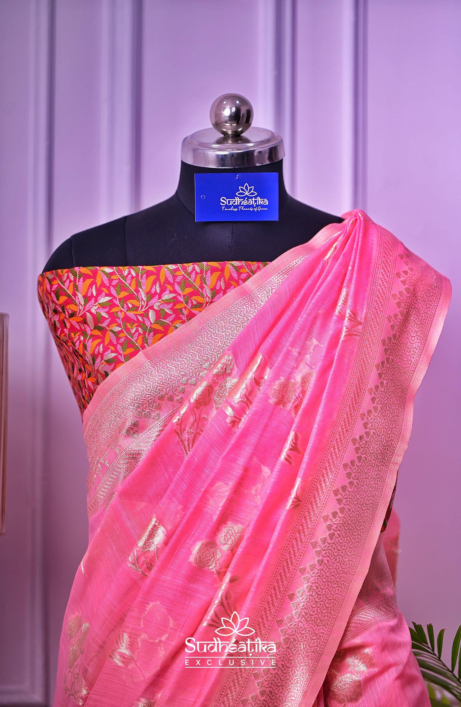 Pink Banarsi Spun Cotton