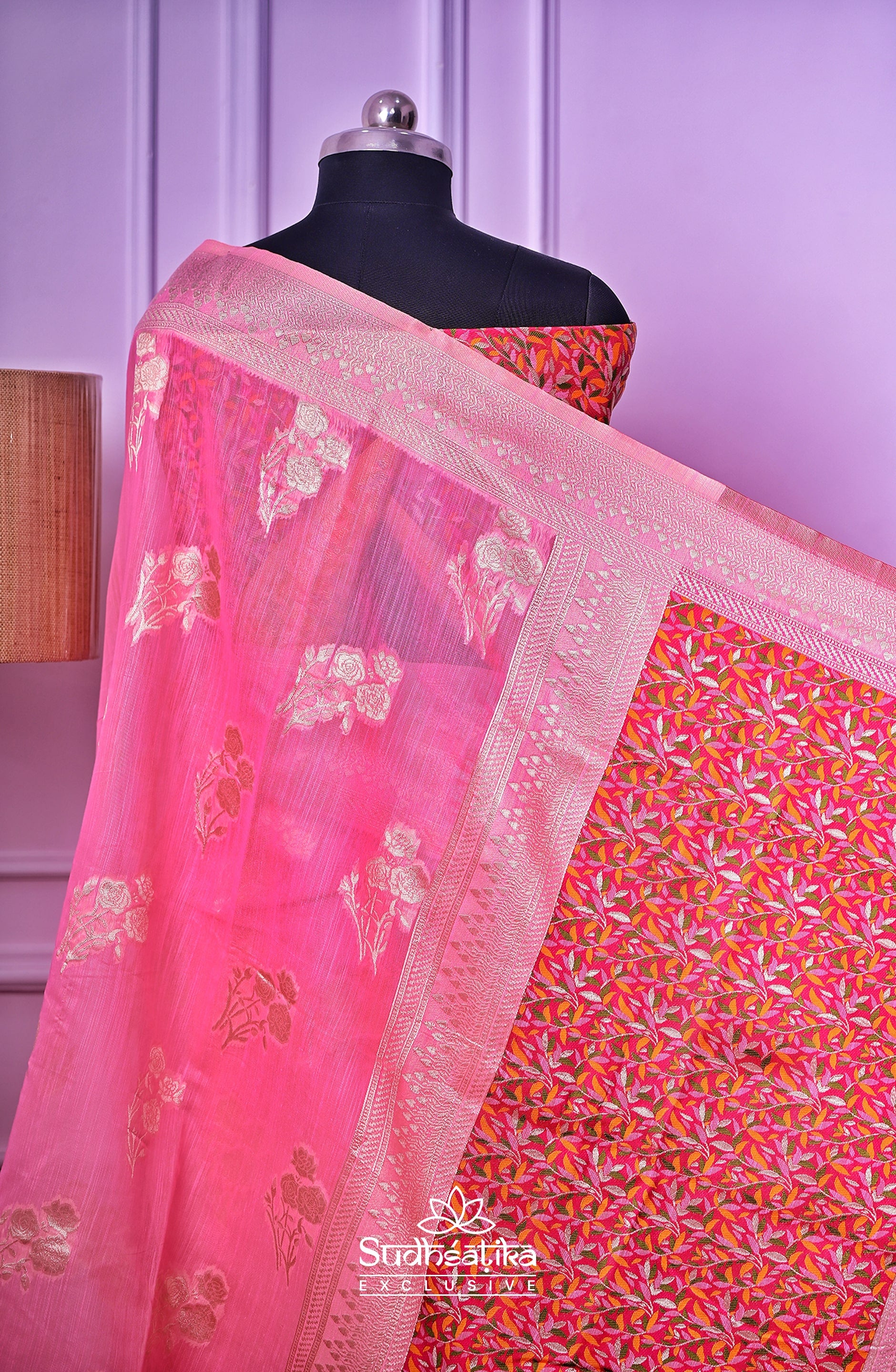 Pink Banarsi Spun Cotton