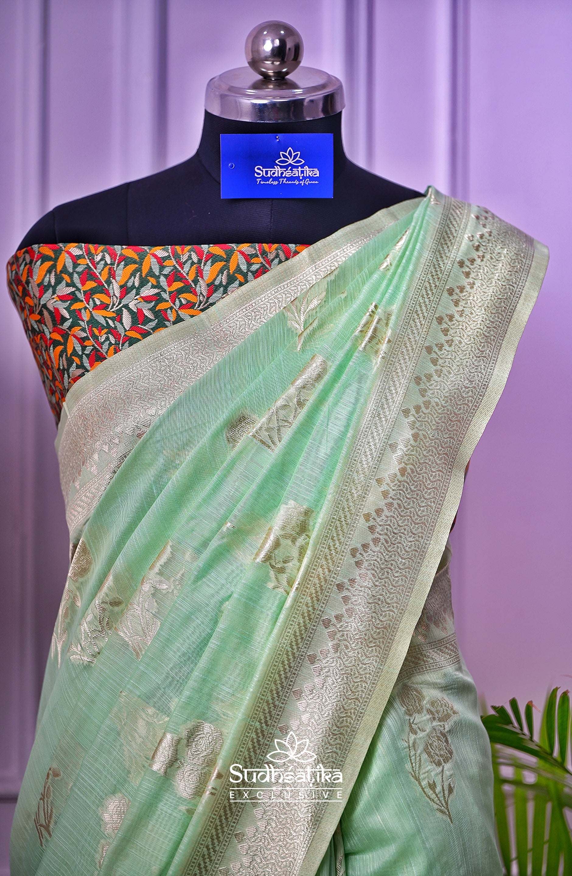 Light Green Banarsi Spun Cotton