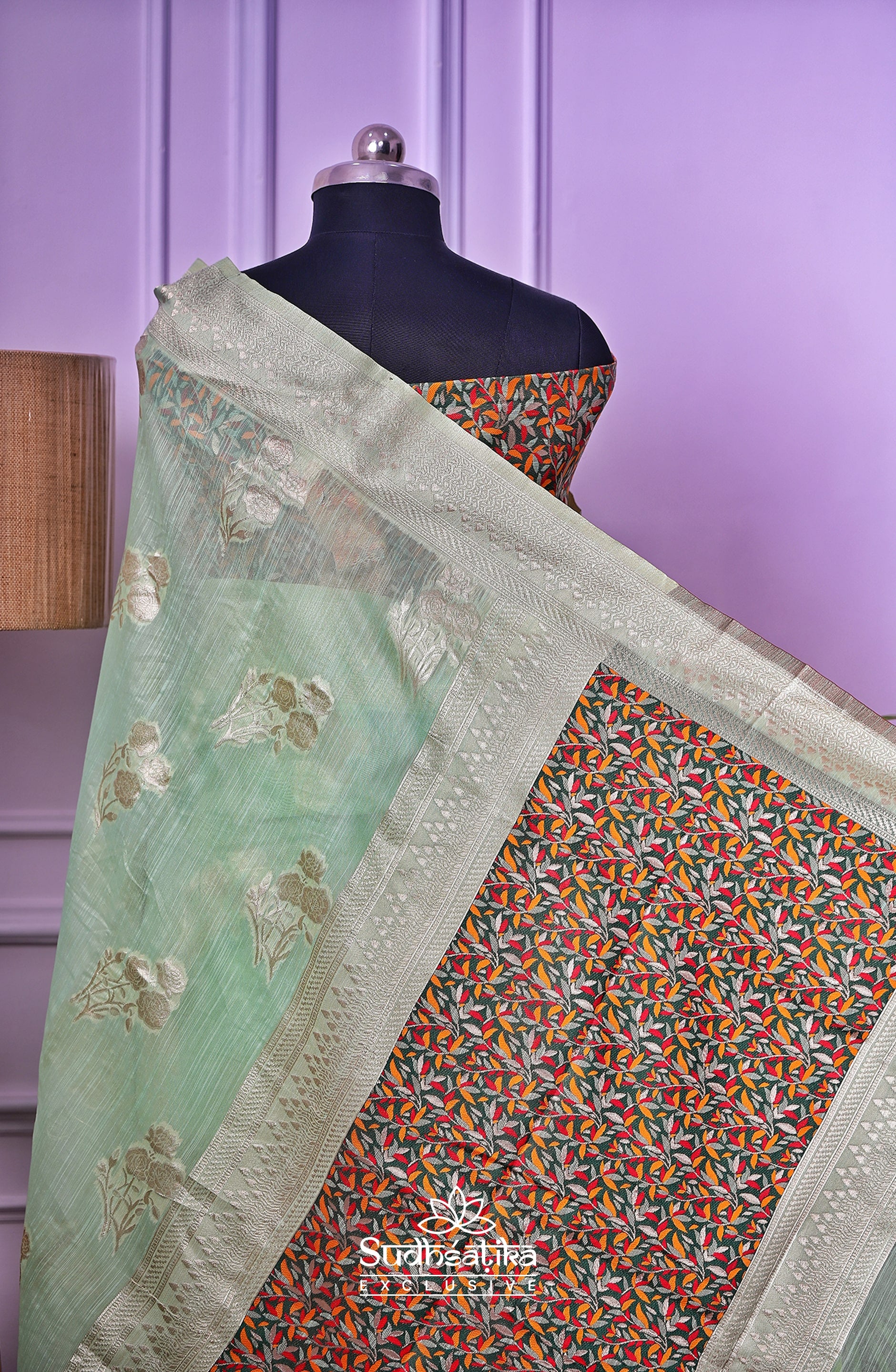Light Green Banarsi Spun Cotton