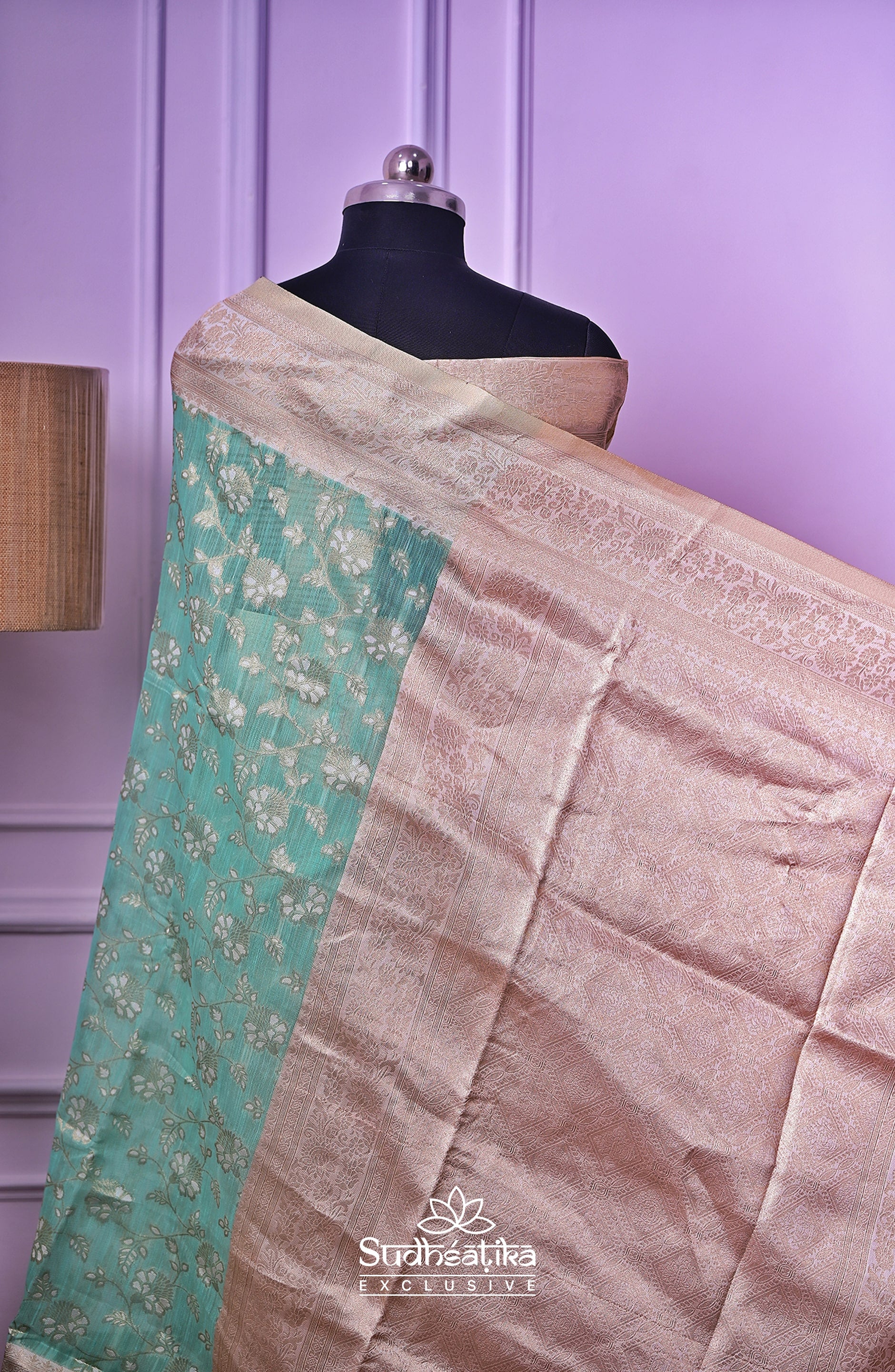 Sea Green Banarsi Cotton Silk Lightweight