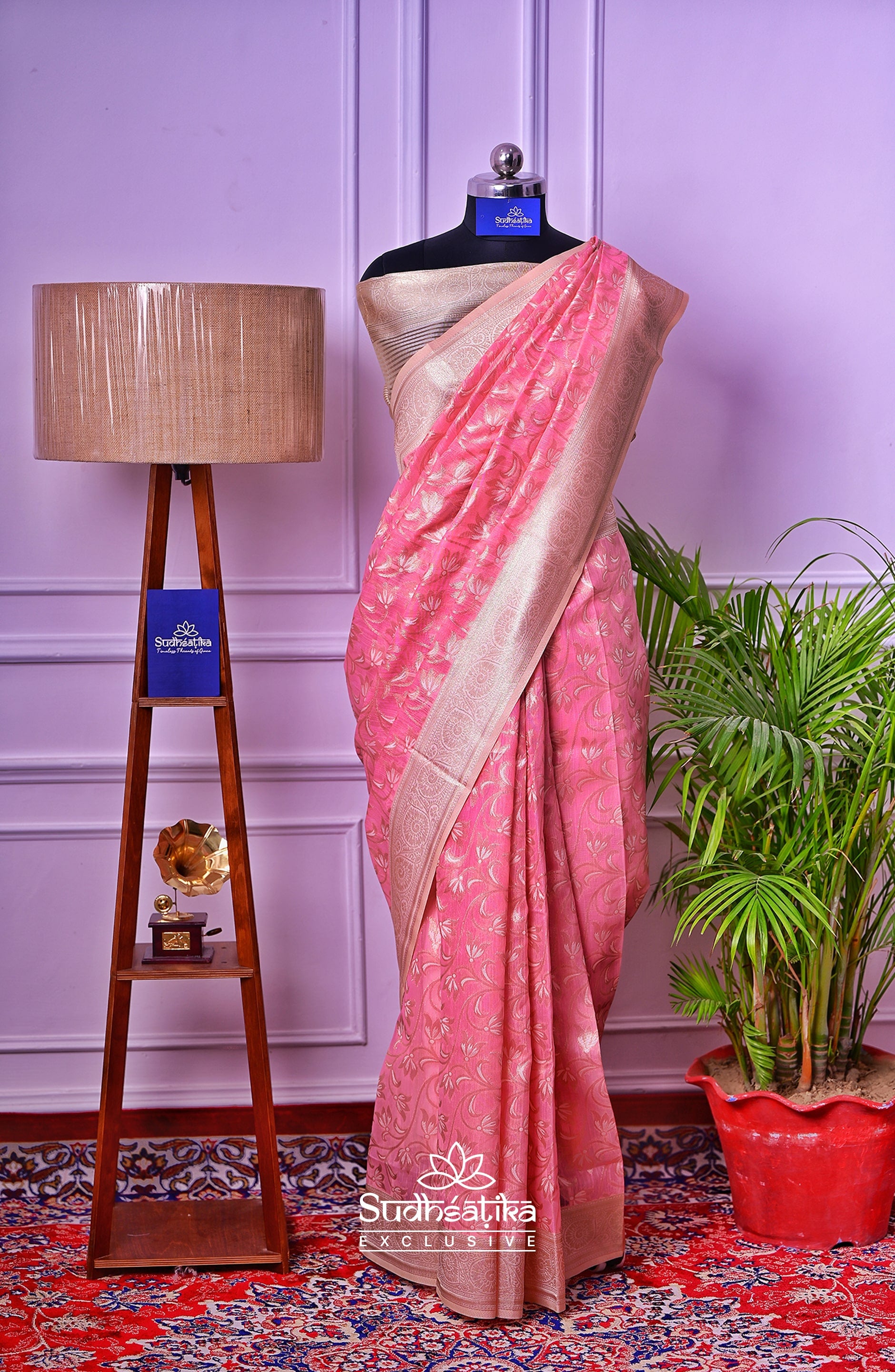 Baby Pink Banarsi Cotton Silk Lightweight