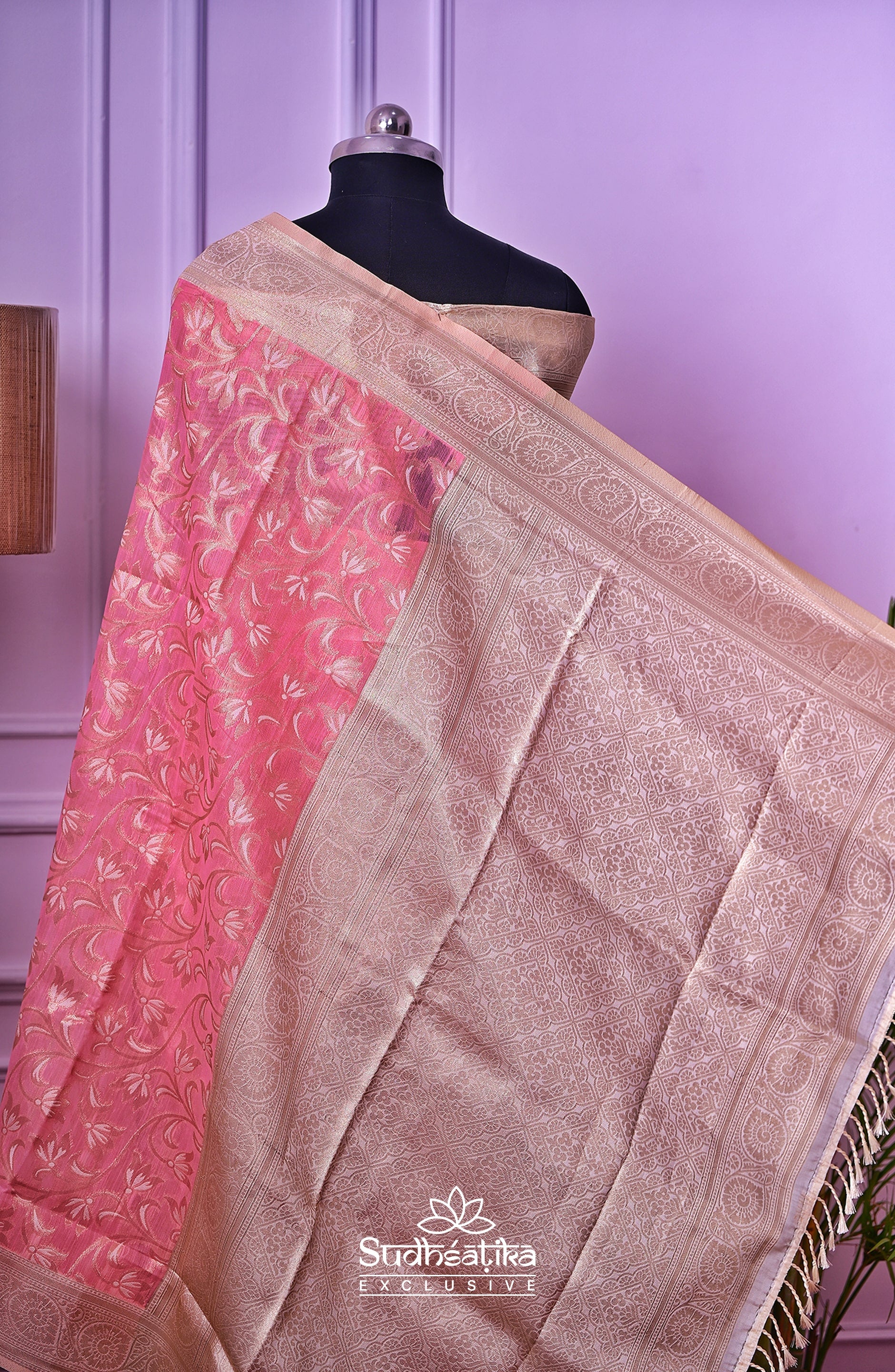 Baby Pink Banarsi Cotton Silk Lightweight