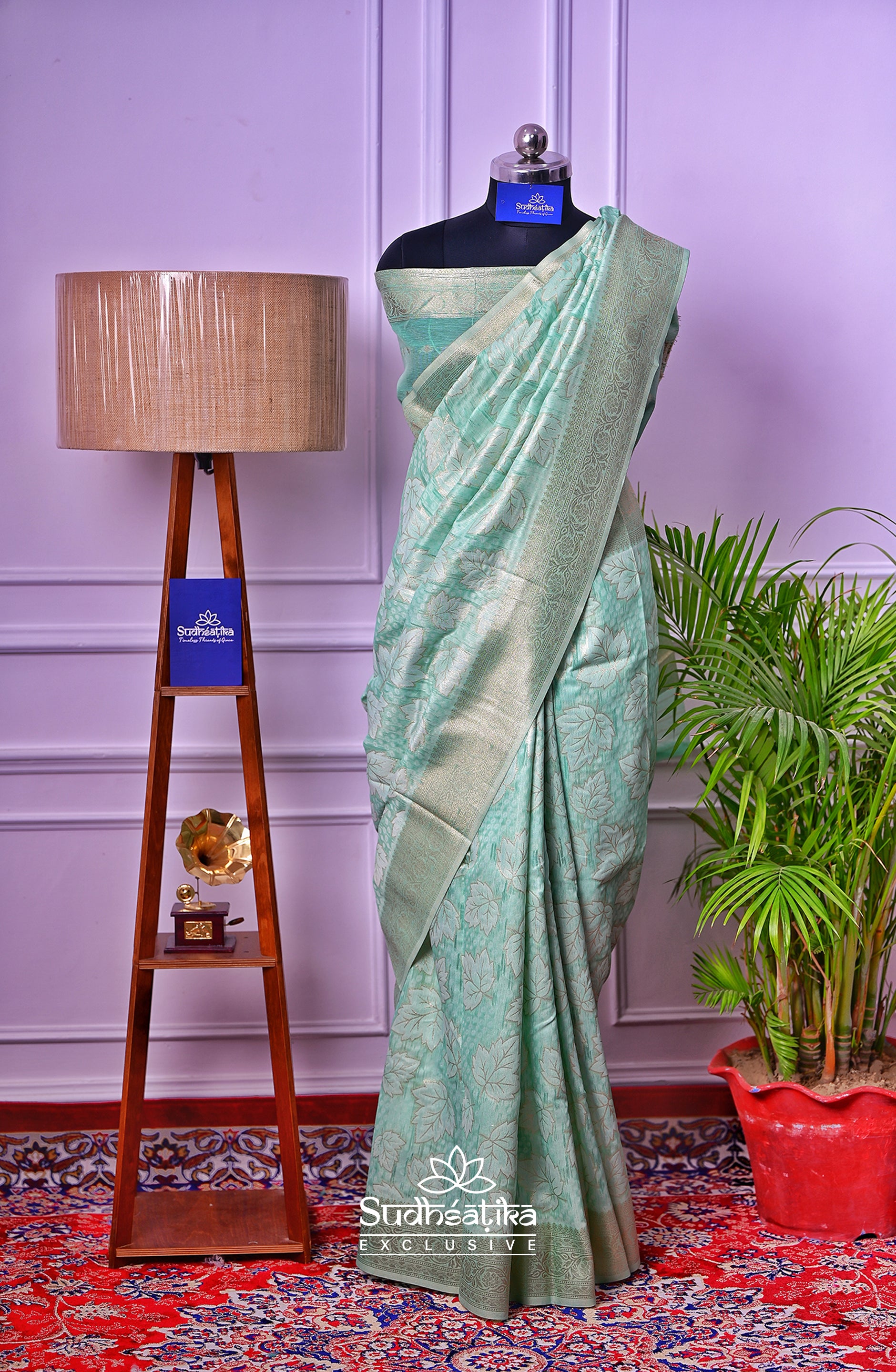 Sea Green Banarsi Cotton Silk Lightweight