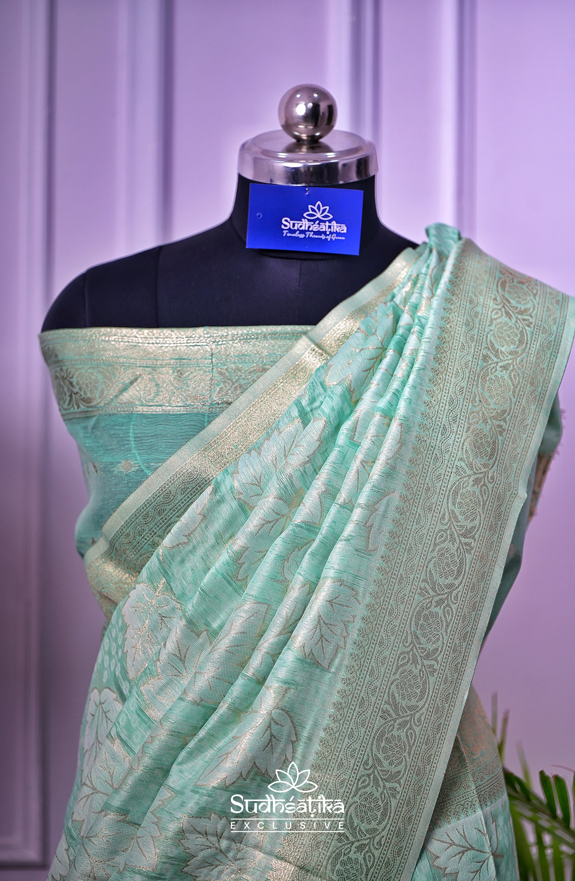Sea Green Banarsi Cotton Silk Lightweight