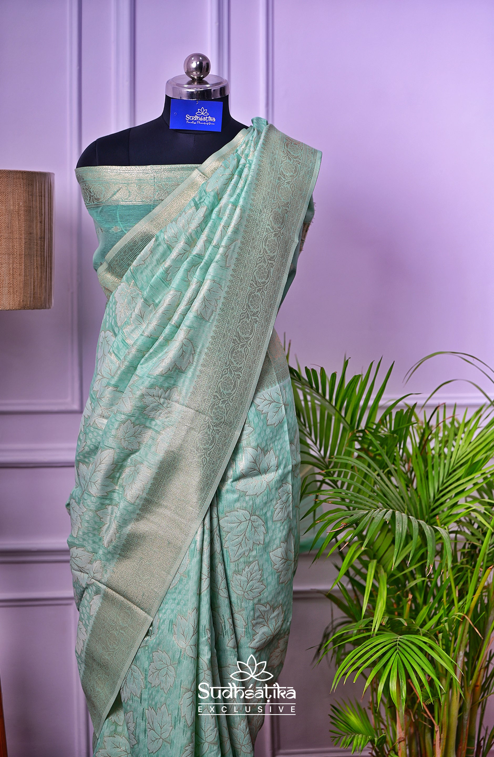 Sea Green Banarsi Cotton Silk Lightweight