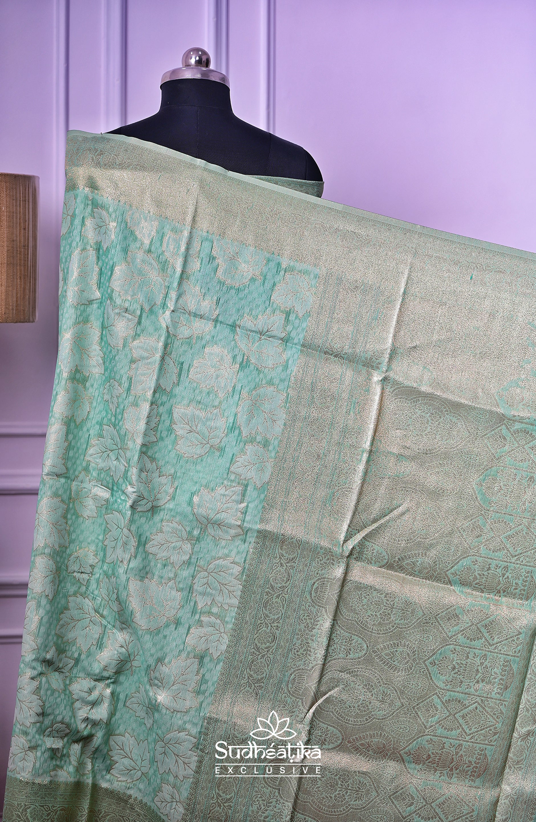 Sea Green Banarsi Cotton Silk Lightweight