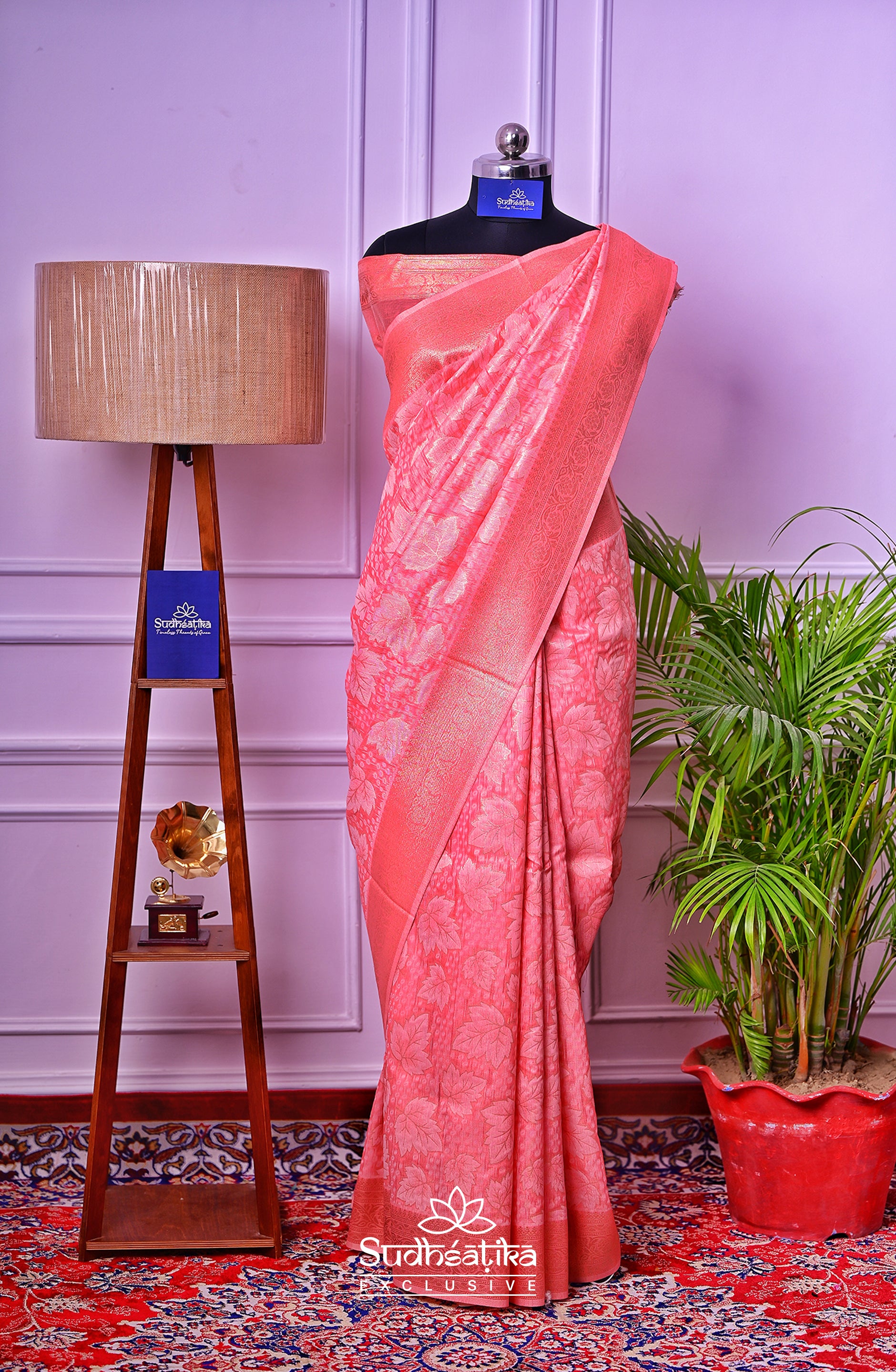 Peach Banarsi Cotton Silk Lightweight