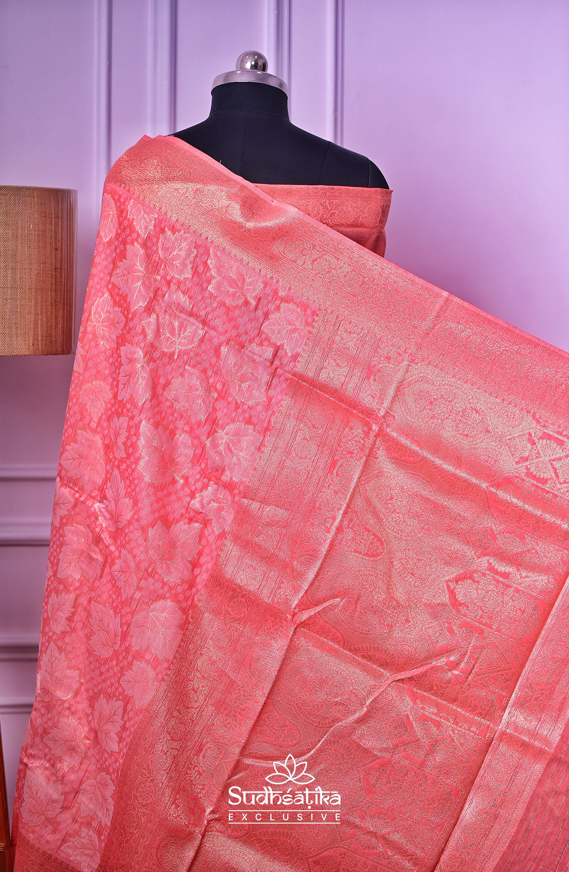 Peach Banarsi Cotton Silk Lightweight