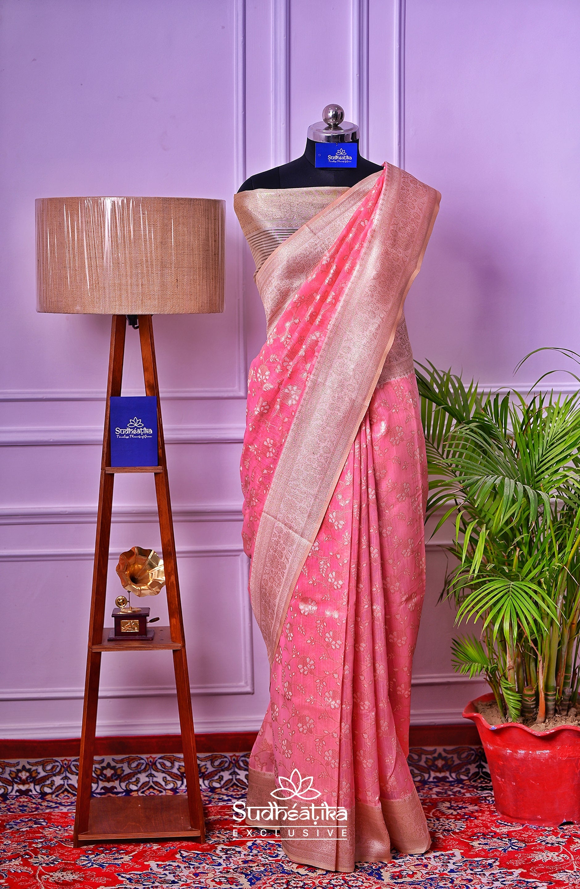 Baby Pink Banarsi Cotton Silk Lightweight