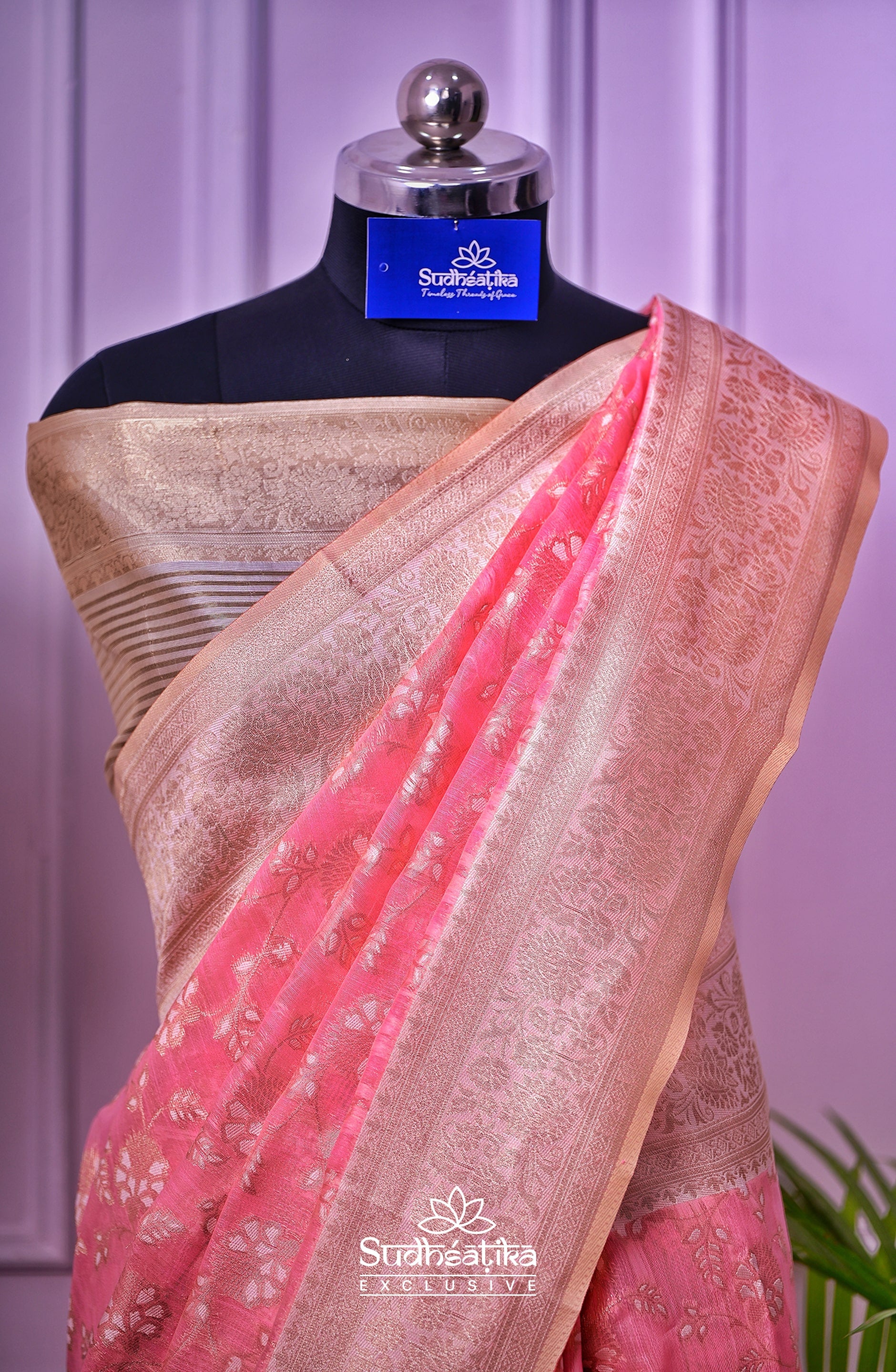 Baby Pink Banarsi Cotton Silk Lightweight
