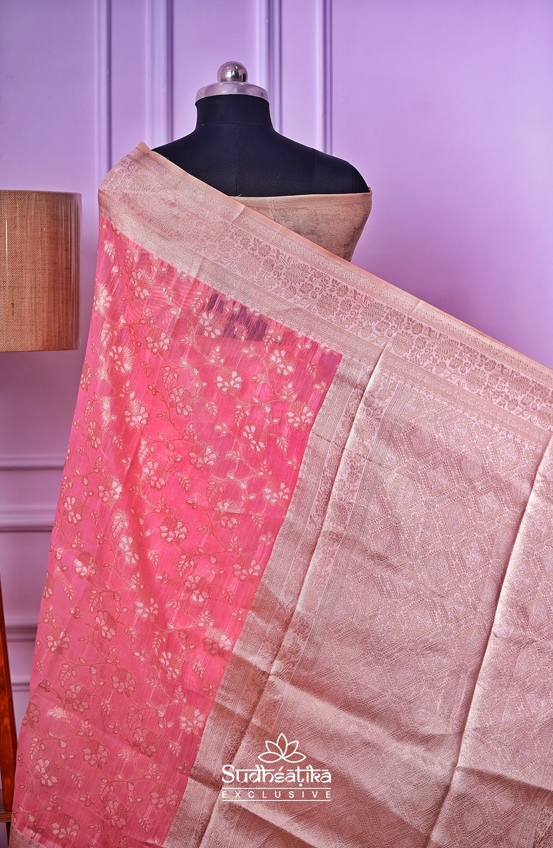 Baby Pink Banarsi Cotton Silk Lightweight