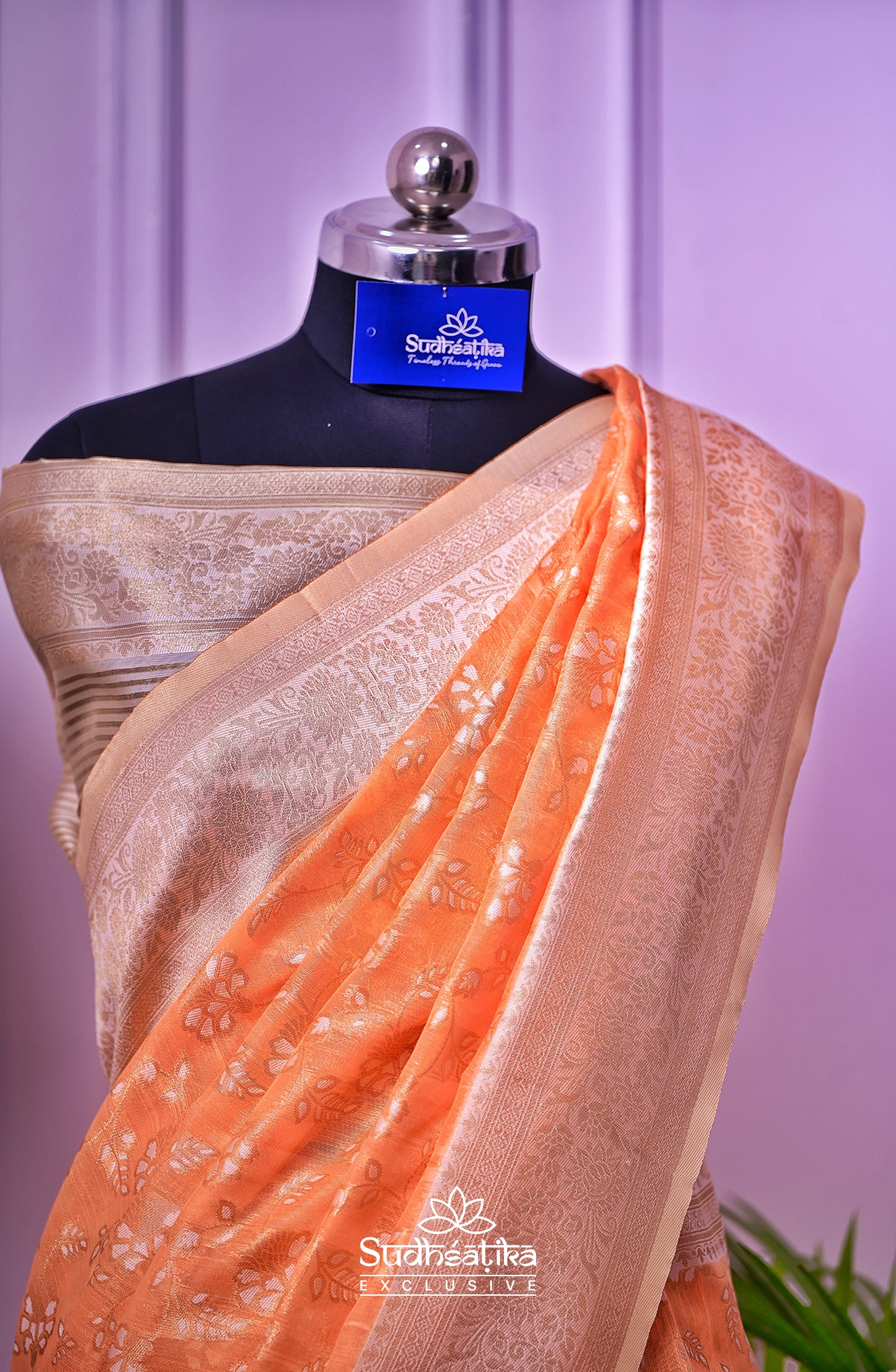 Peach Banarsi Cotton Silk Lightweight