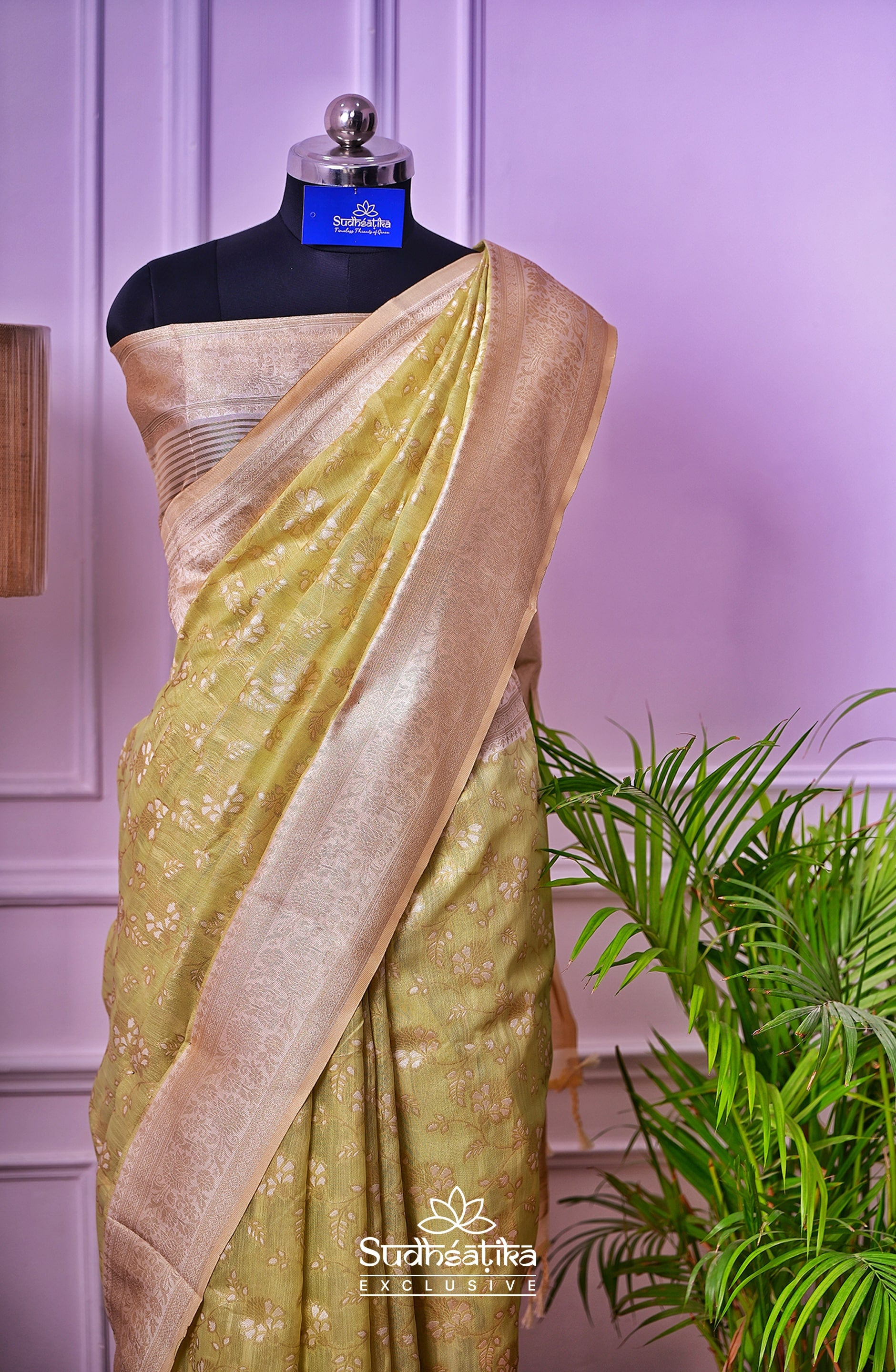 Light Green Banarsi Cotton Silk Lightweight