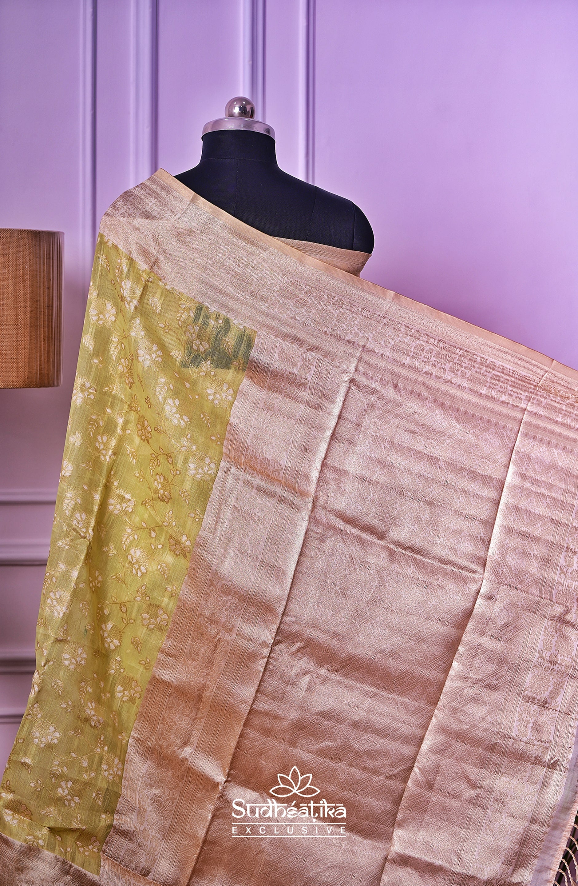 Light Green Banarsi Cotton Silk Lightweight