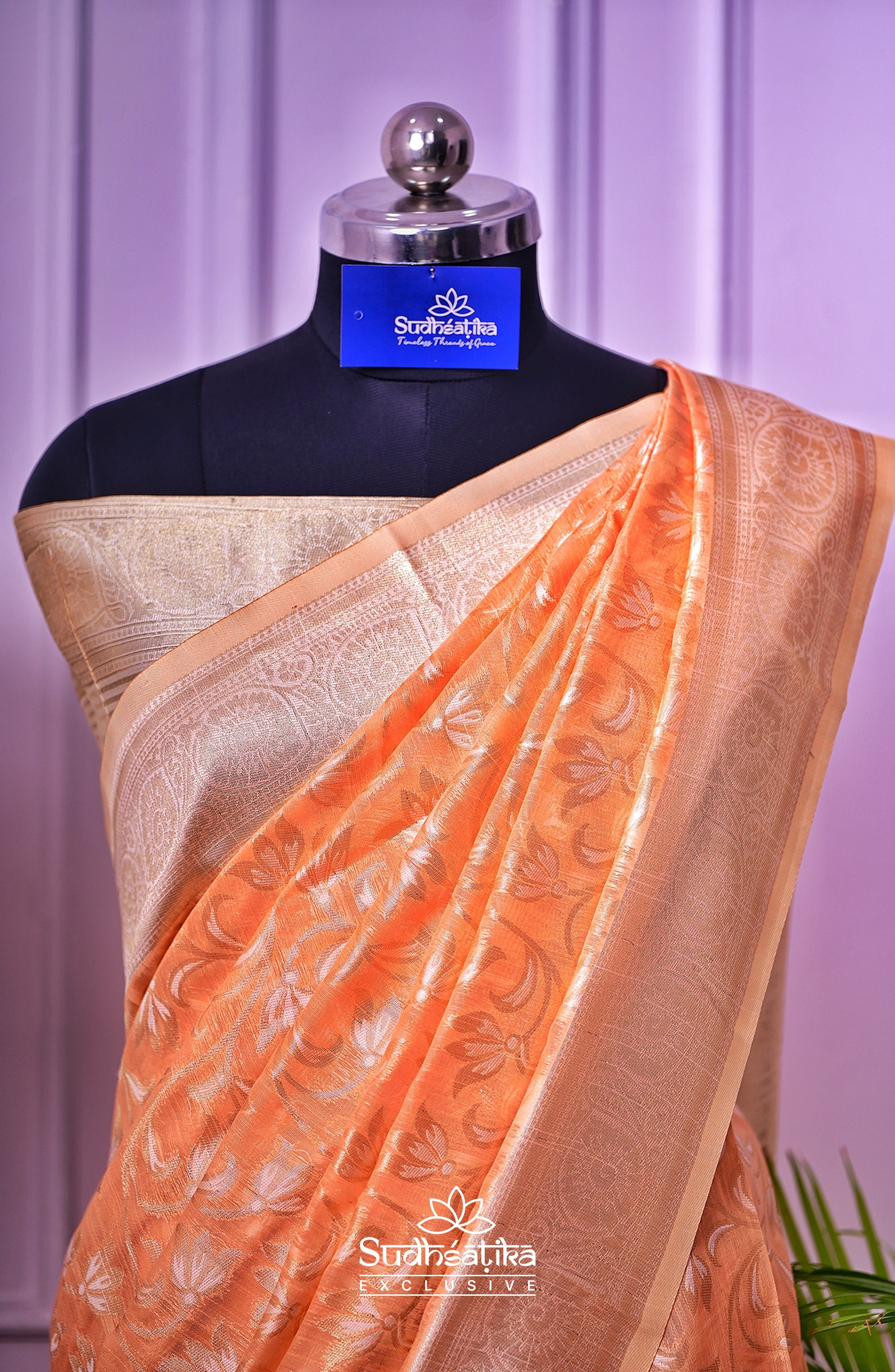 Peach Banarsi Cotton Silk Lightweight