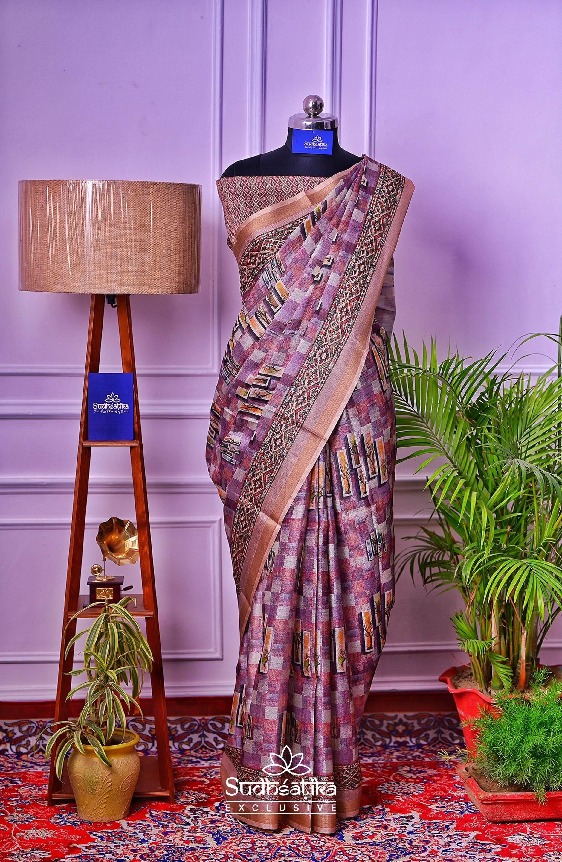 Lavender Echoes Digital Print Saree
