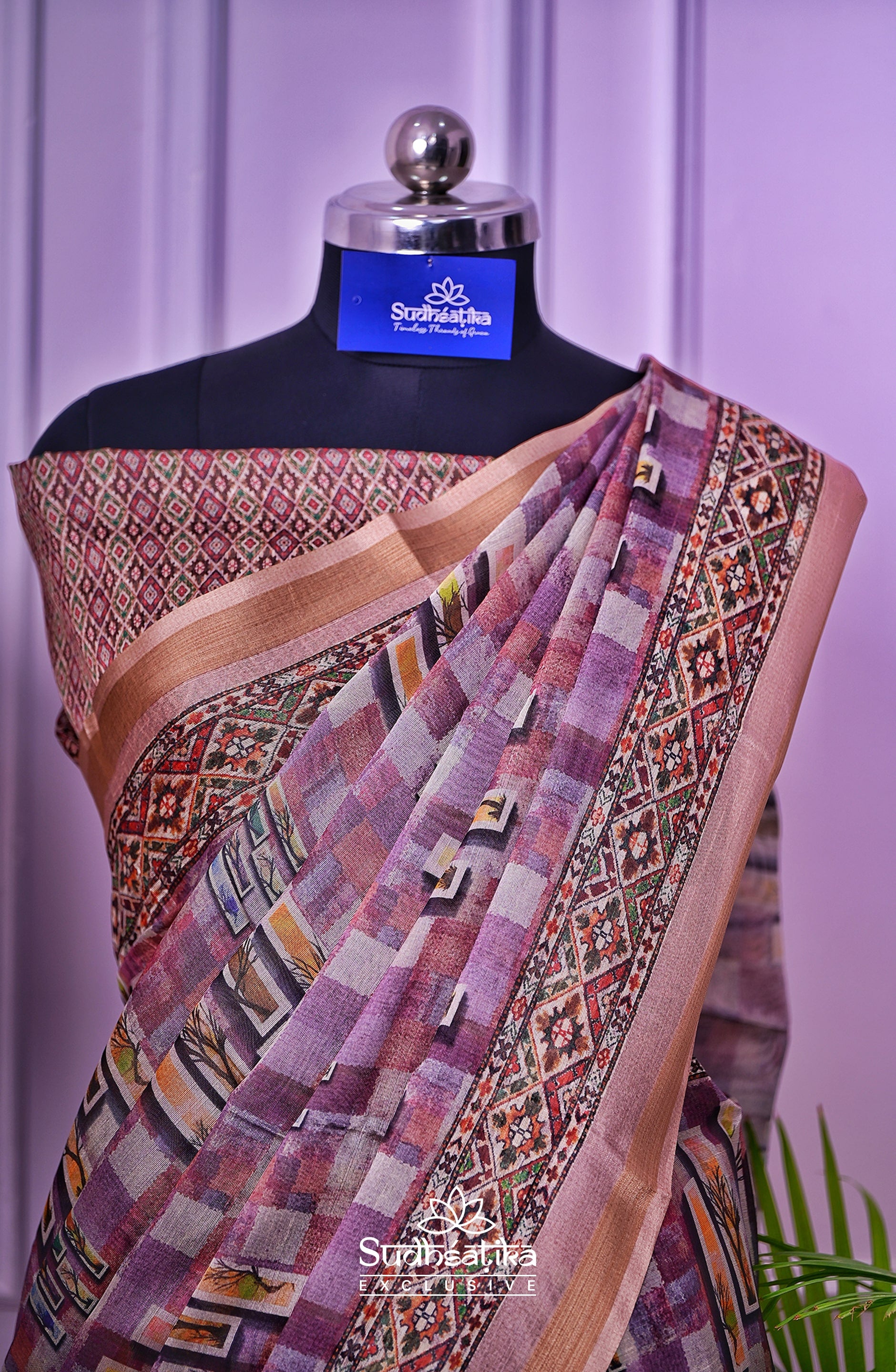 Lavender Echoes Digital Print Saree