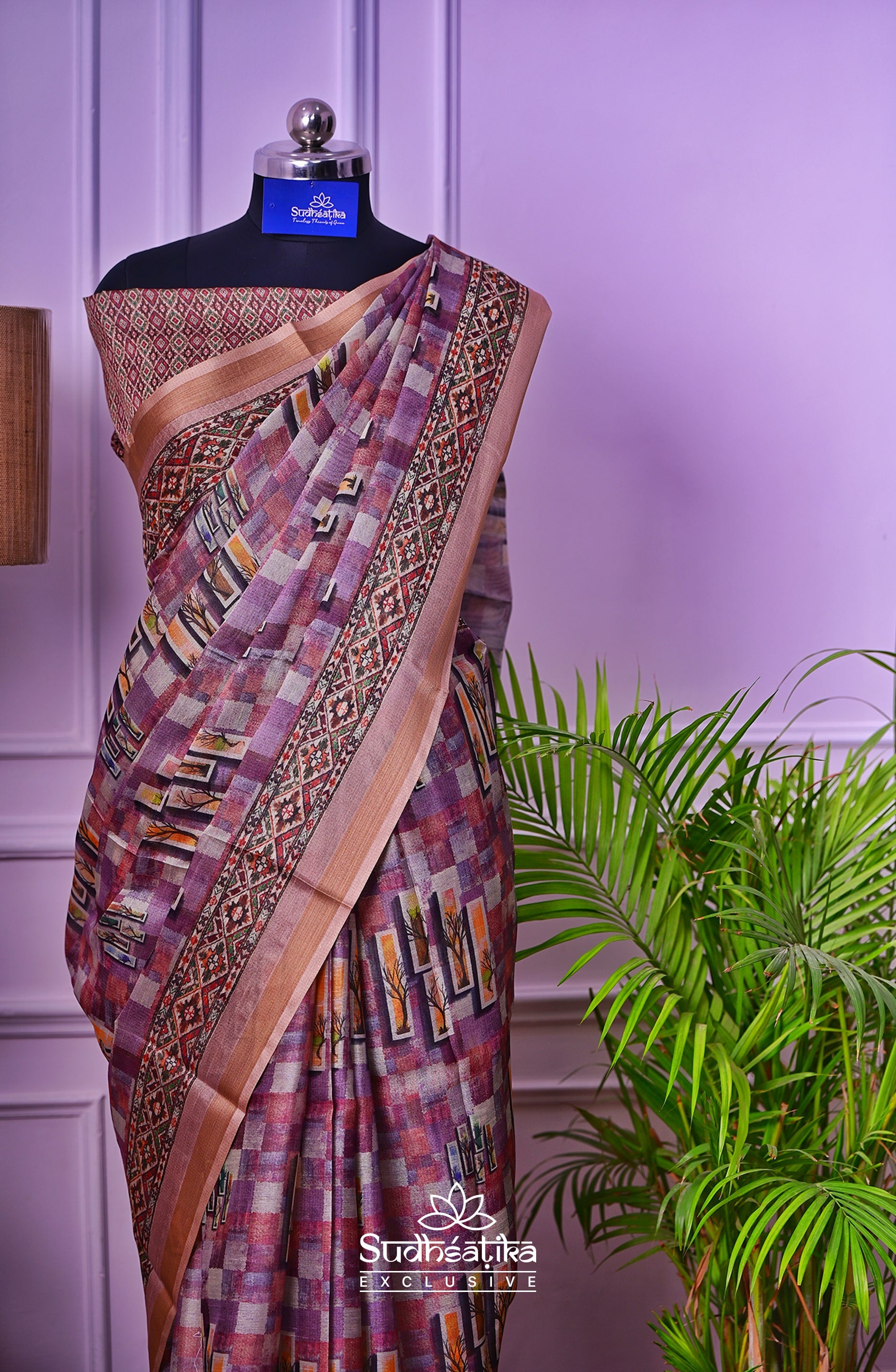 Lavender Echoes Digital Print Saree