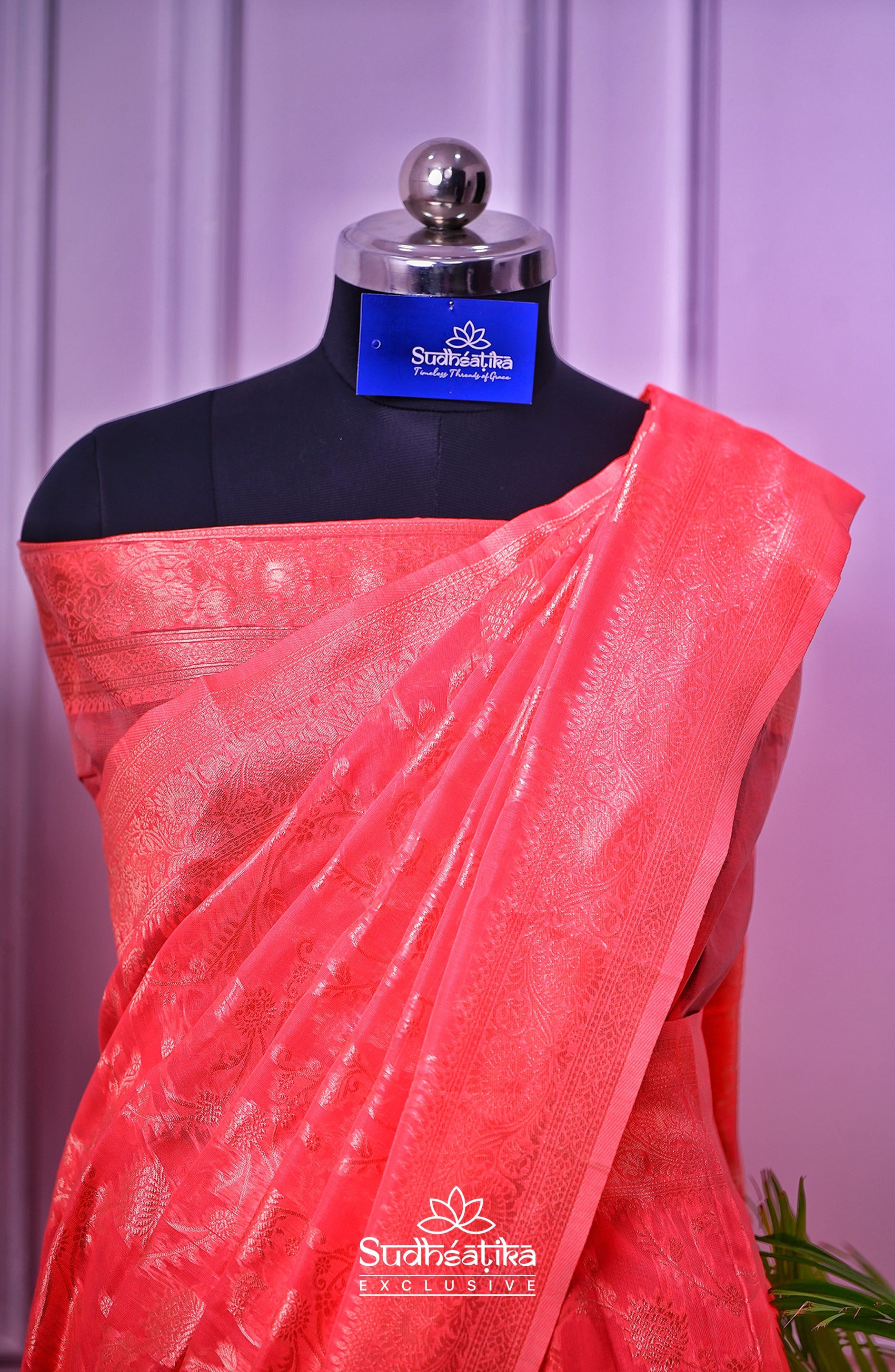 Candy Pink Banarsi Cotton Silk Lightweight