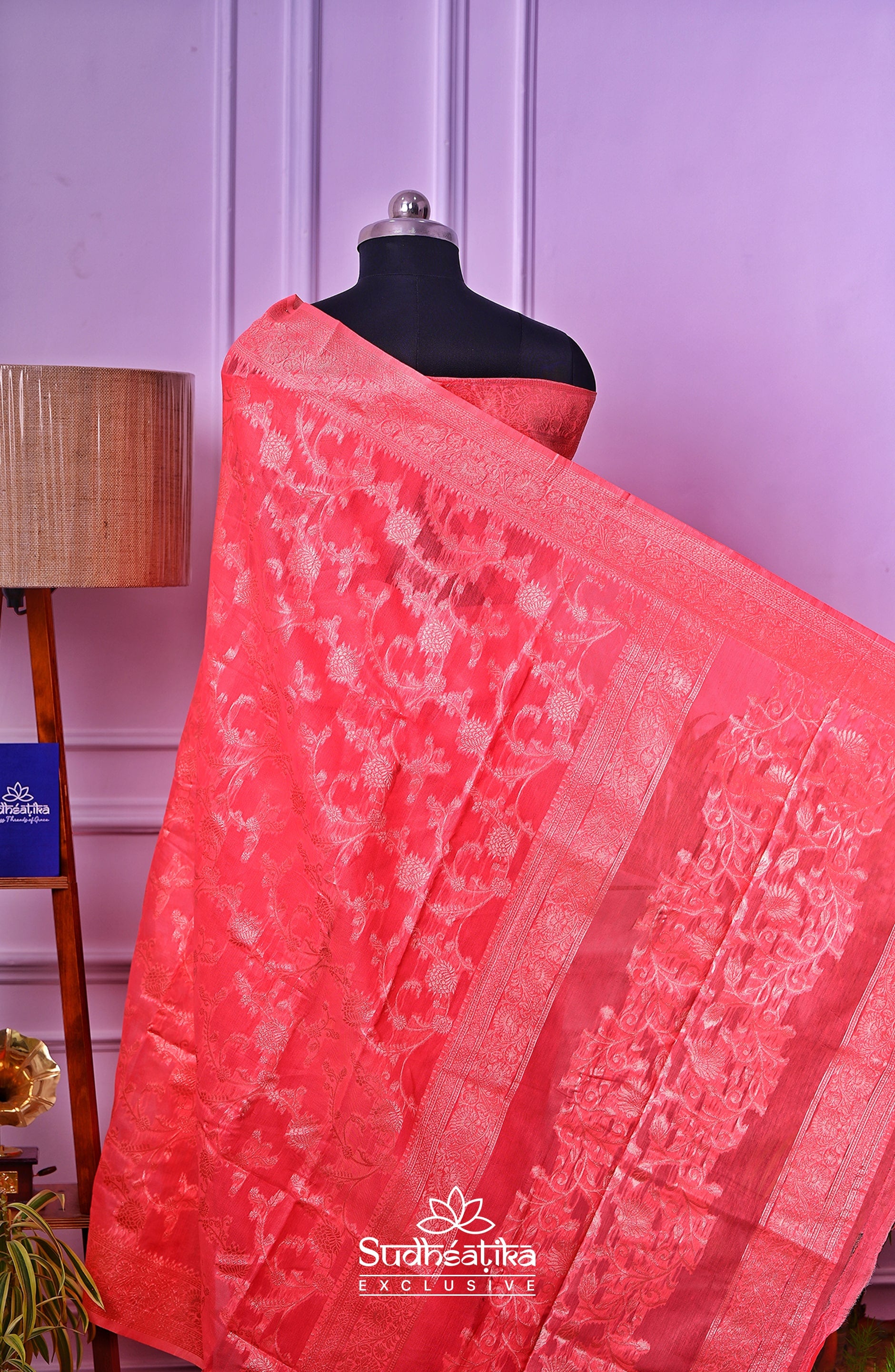 Candy Pink Banarsi Cotton Silk Lightweight