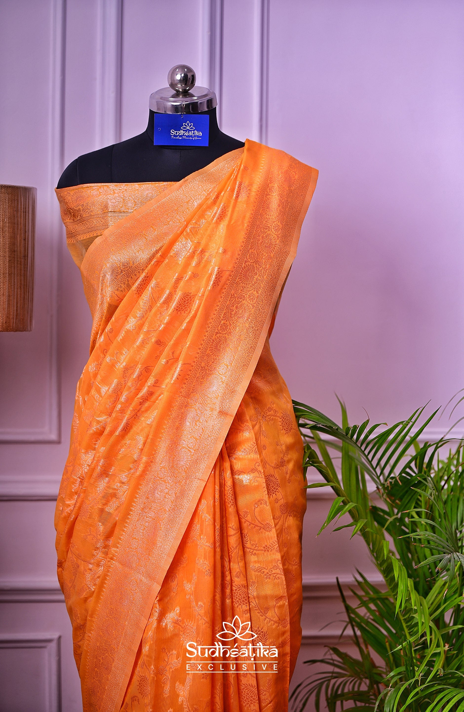 Sunset Yellow Banarsi Cotton Silk Lightweight