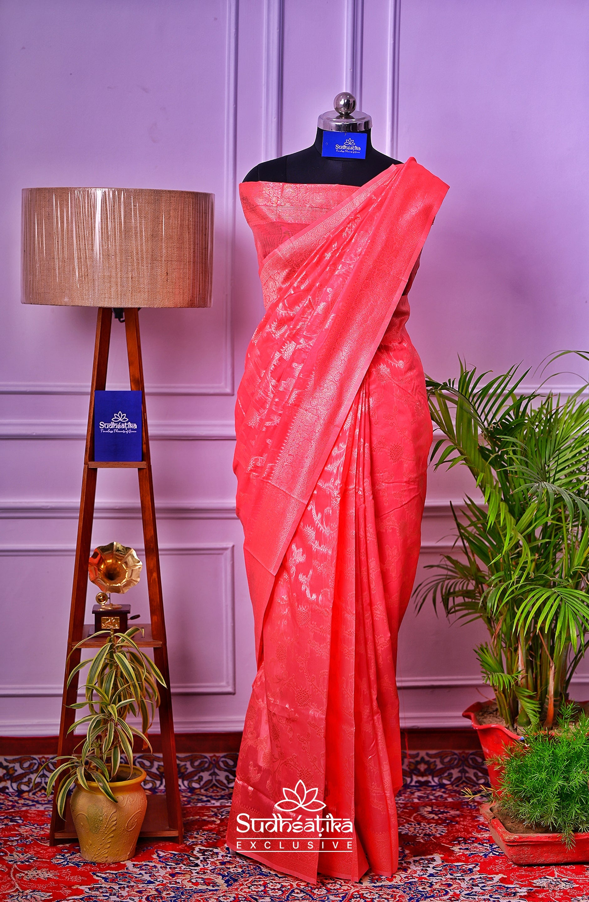Rose Pink Banarsi Cotton Silk Lightweight