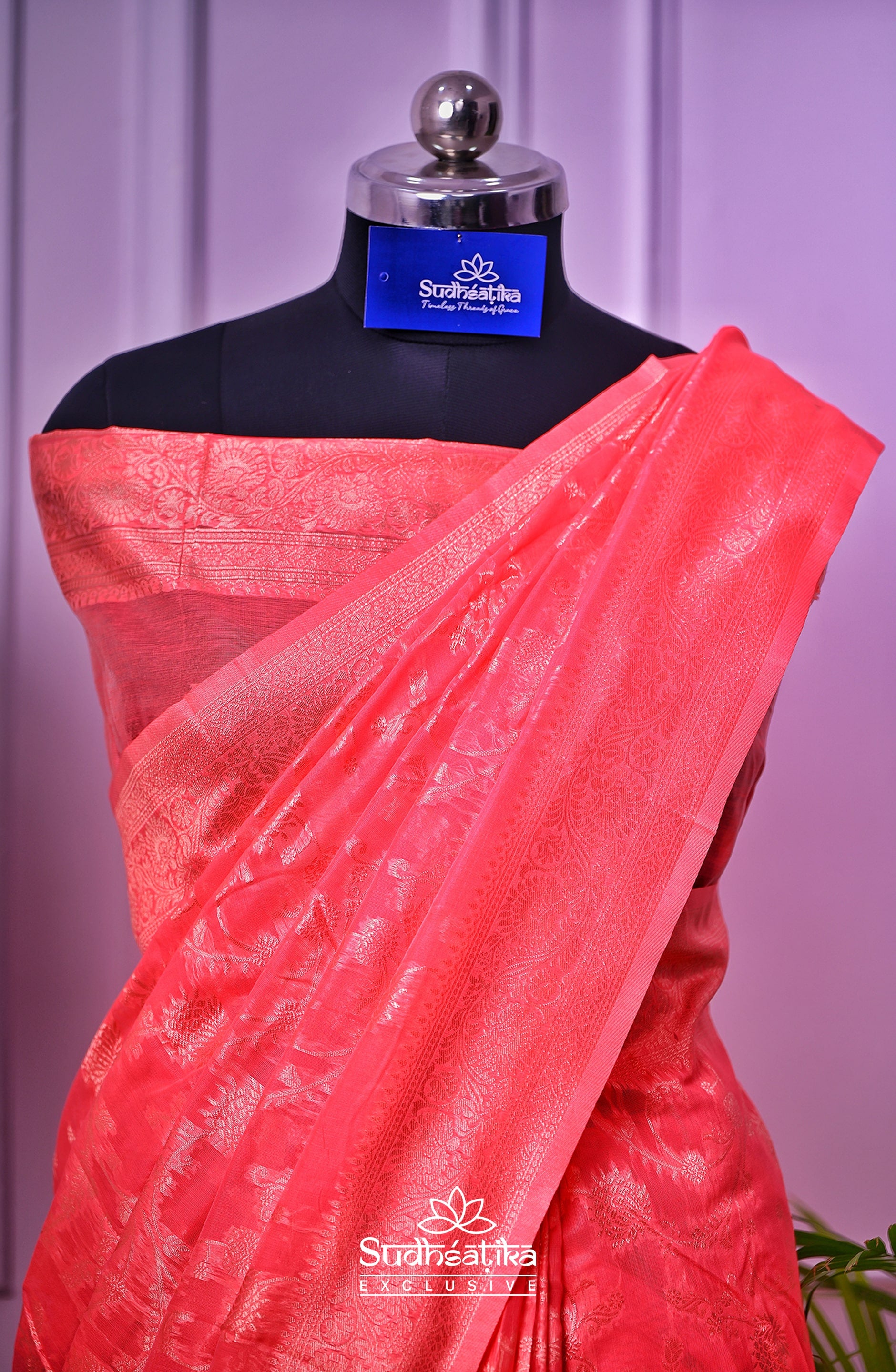 Rose Pink Banarsi Cotton Silk Lightweight