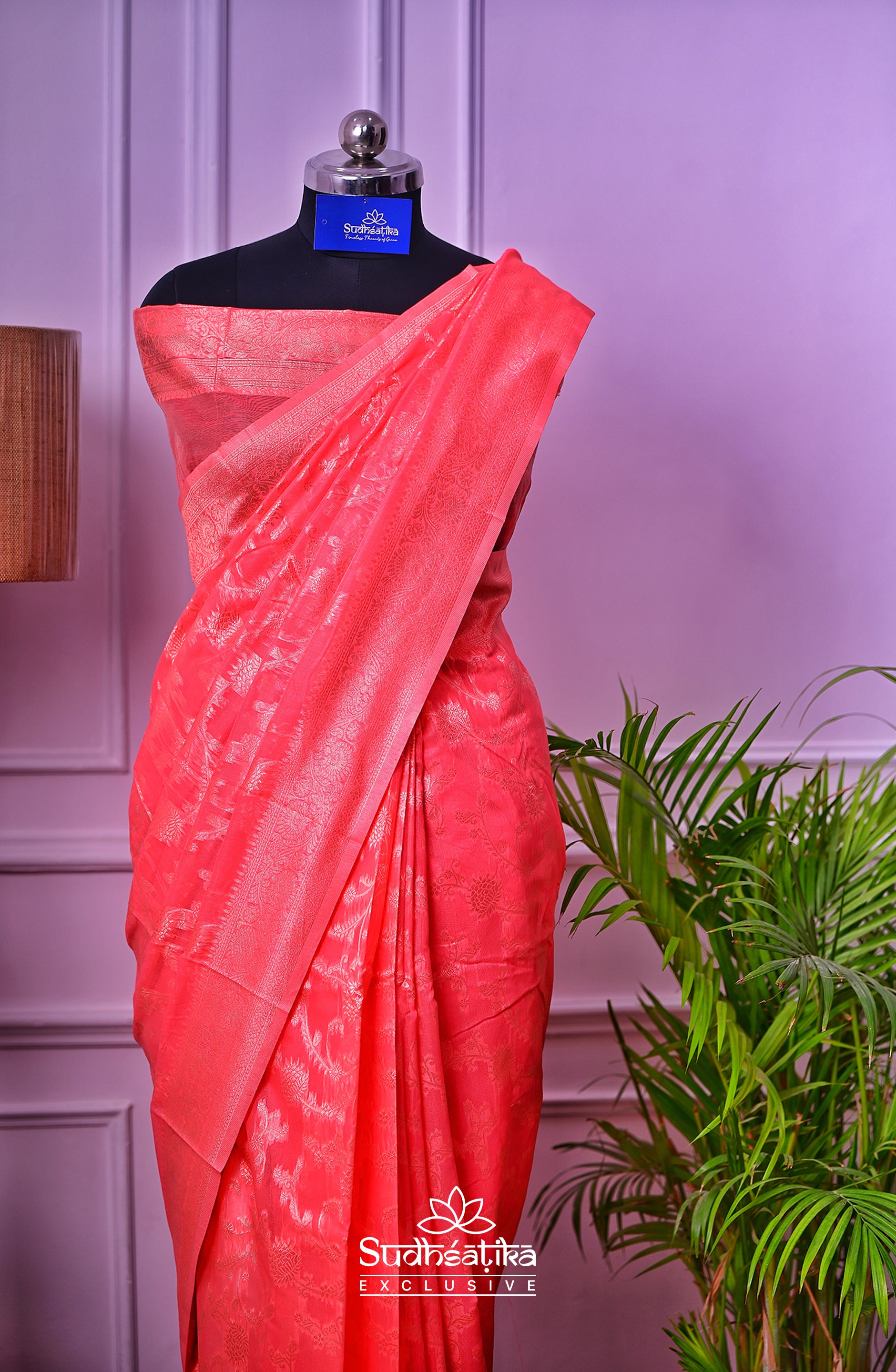 Rose Pink Banarsi Cotton Silk Lightweight