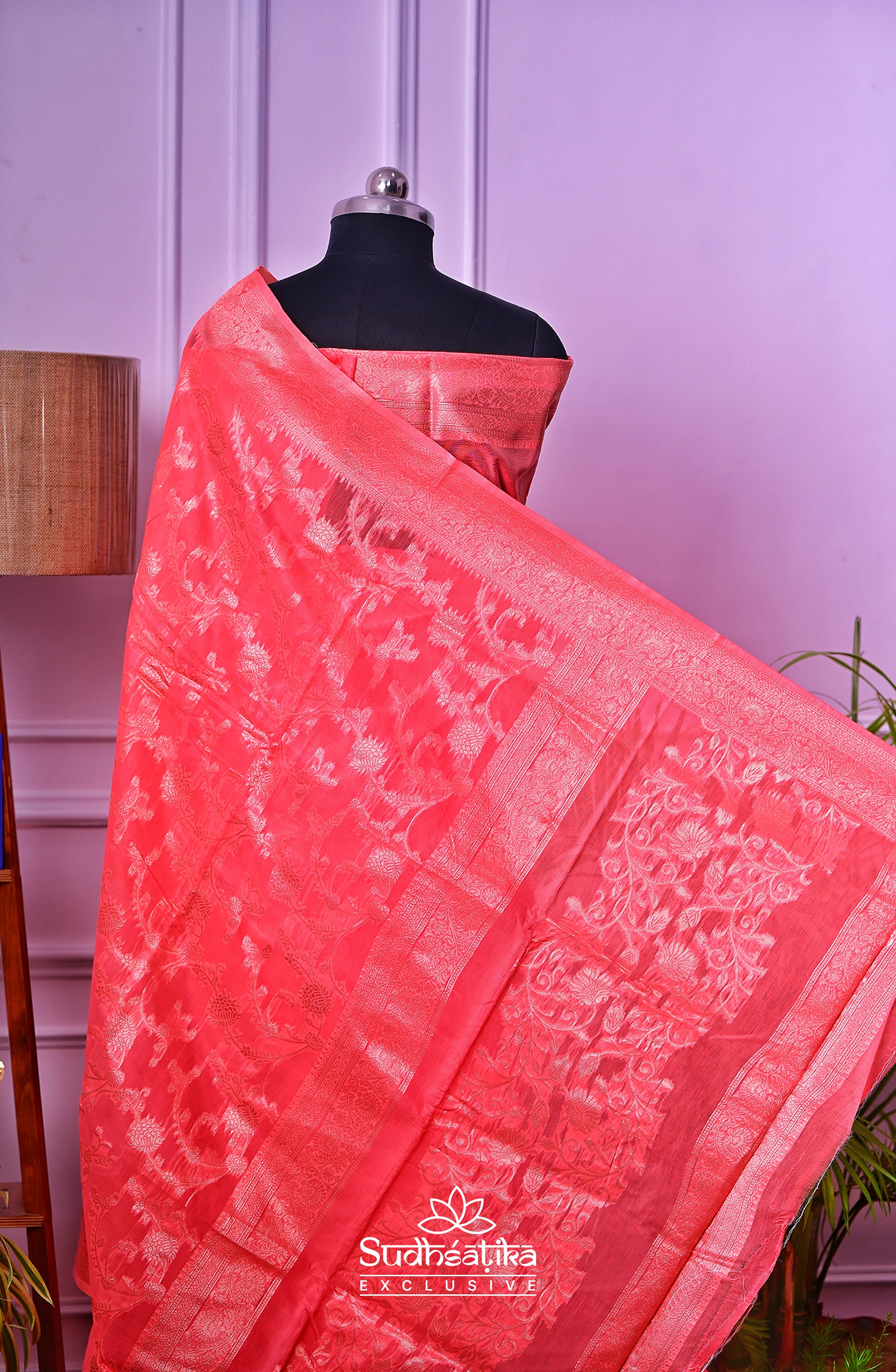 Rose Pink Banarsi Cotton Silk Lightweight