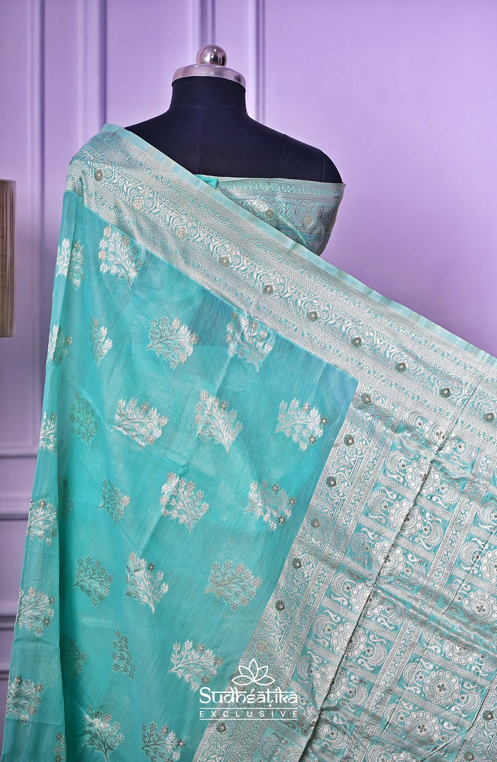 Sea Green Banarsi Cotton Silk Lightweight