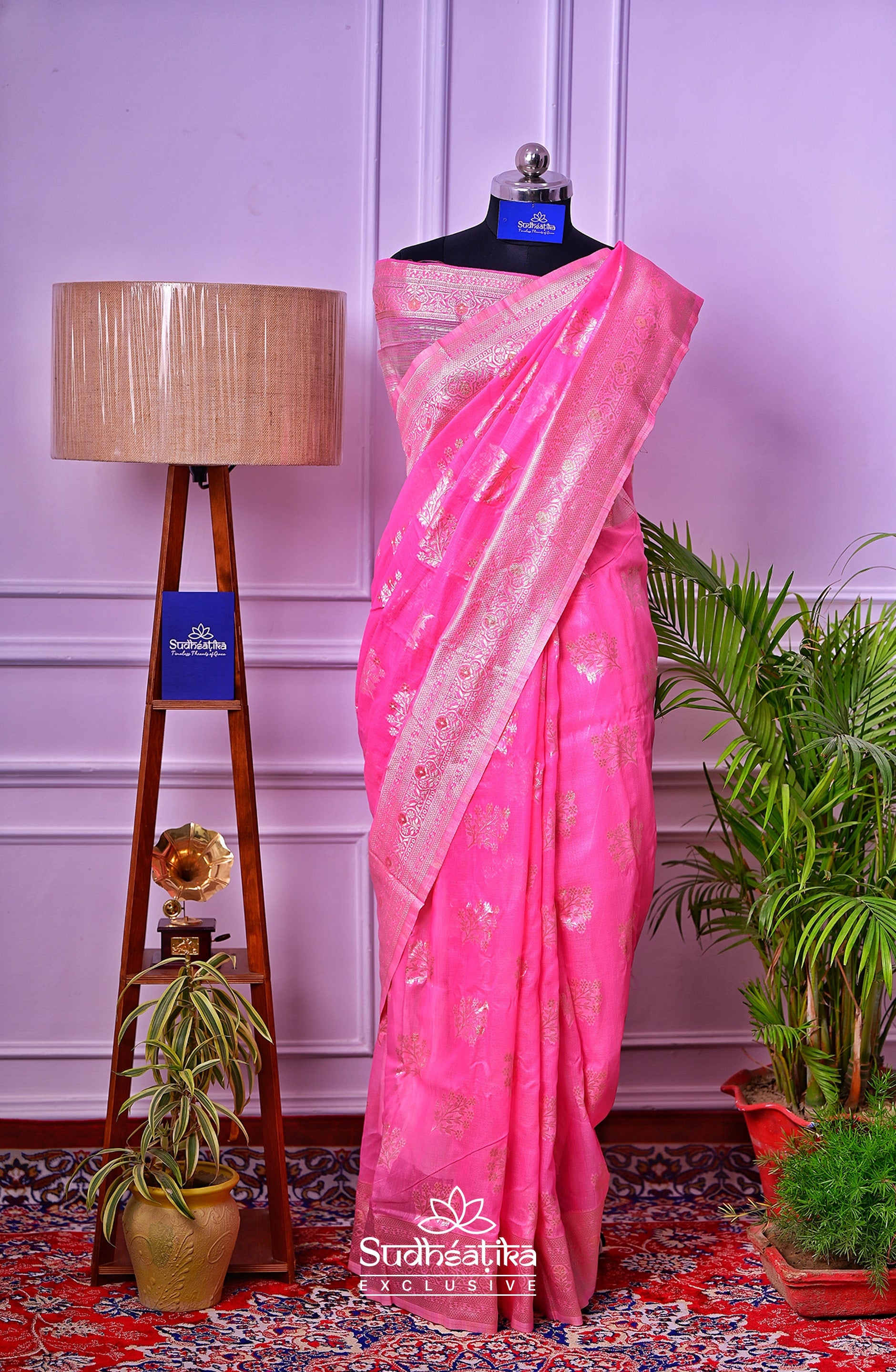 Pink Banarsi Cotton Silk Lightweight
