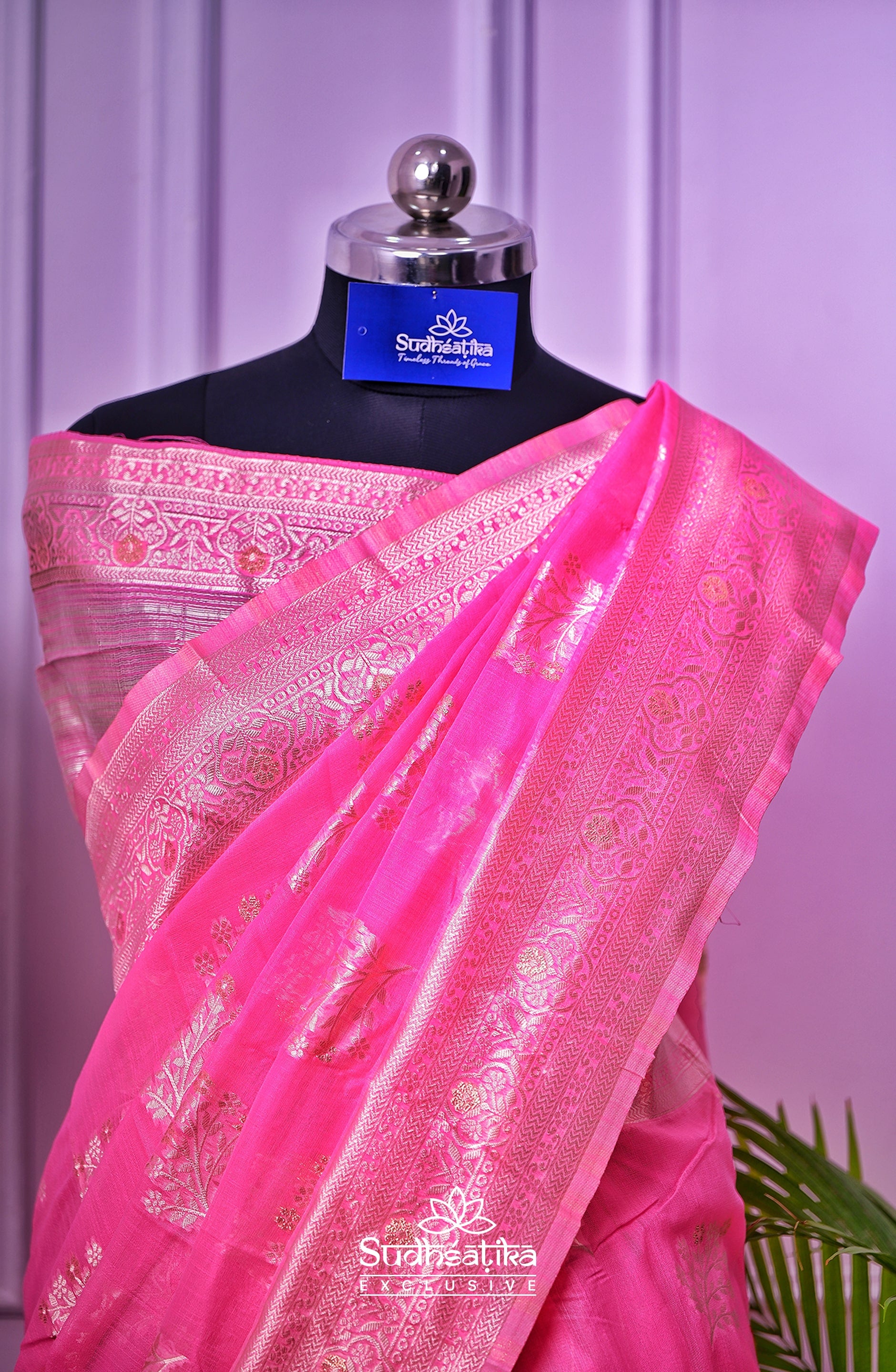 Pink Banarsi Cotton Silk Lightweight