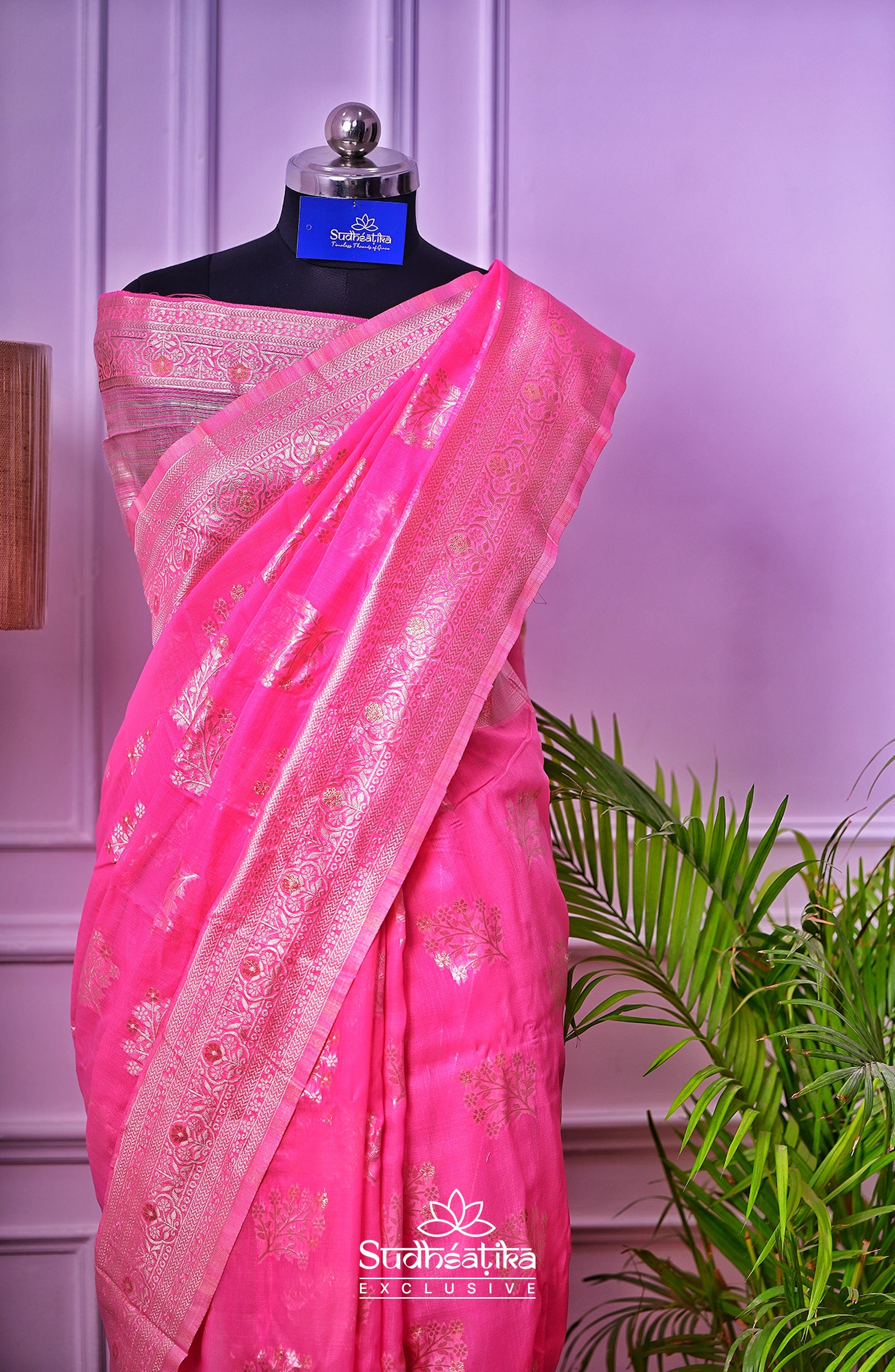 Pink Banarsi Cotton Silk Lightweight