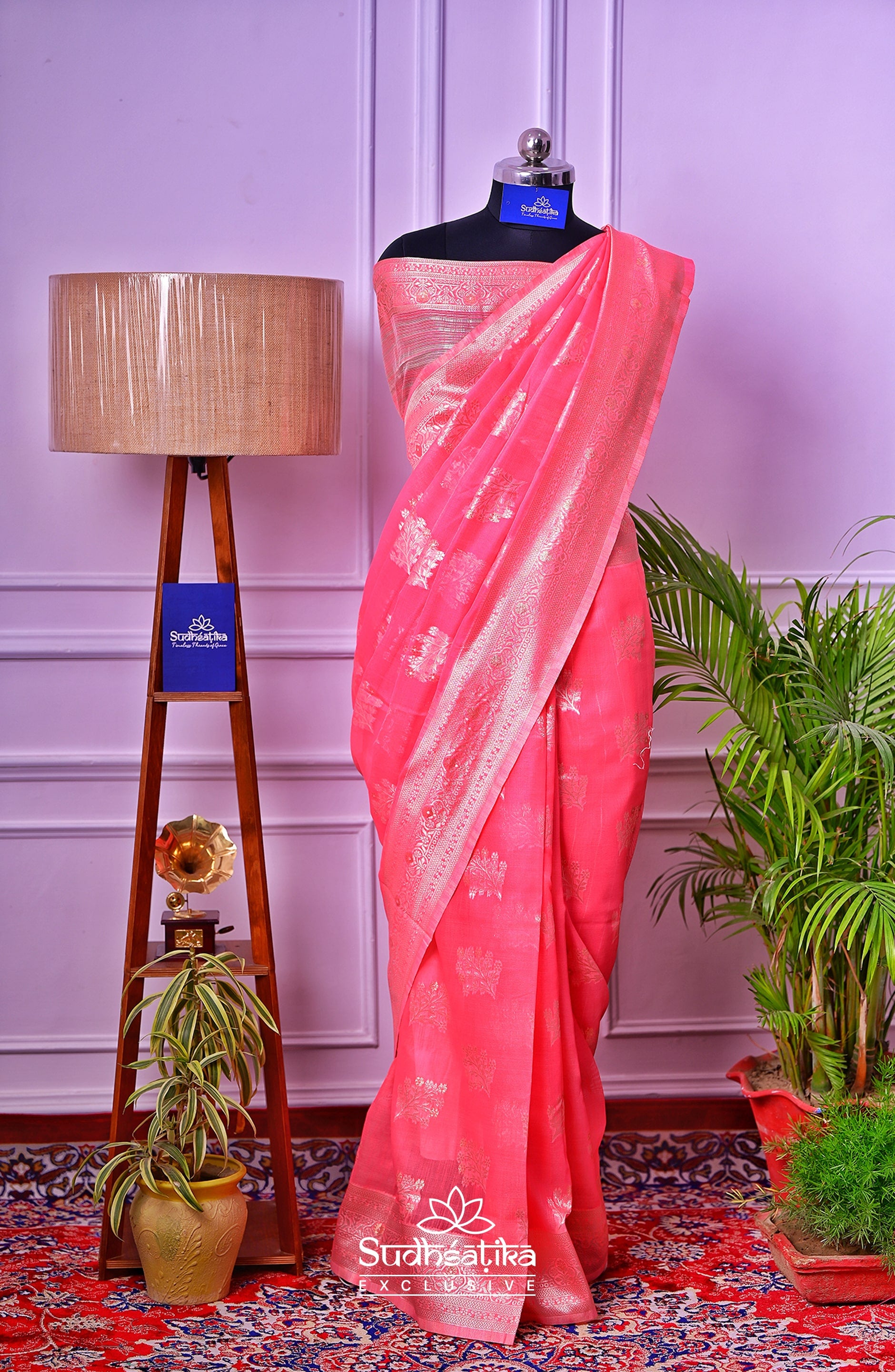 Rose Pink Banarsi Cotton Silk Lightweight