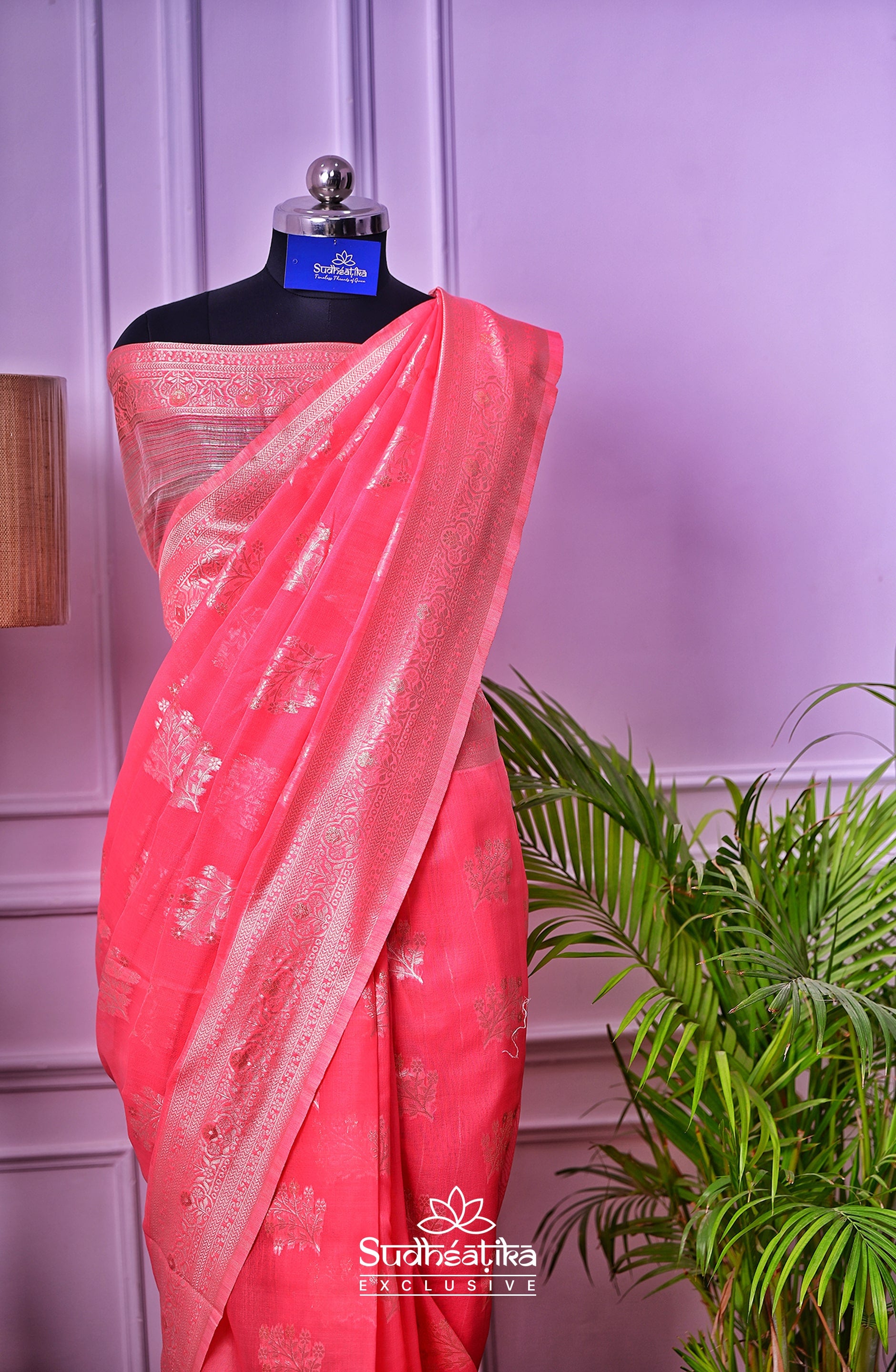 Rose Pink Banarsi Cotton Silk Lightweight