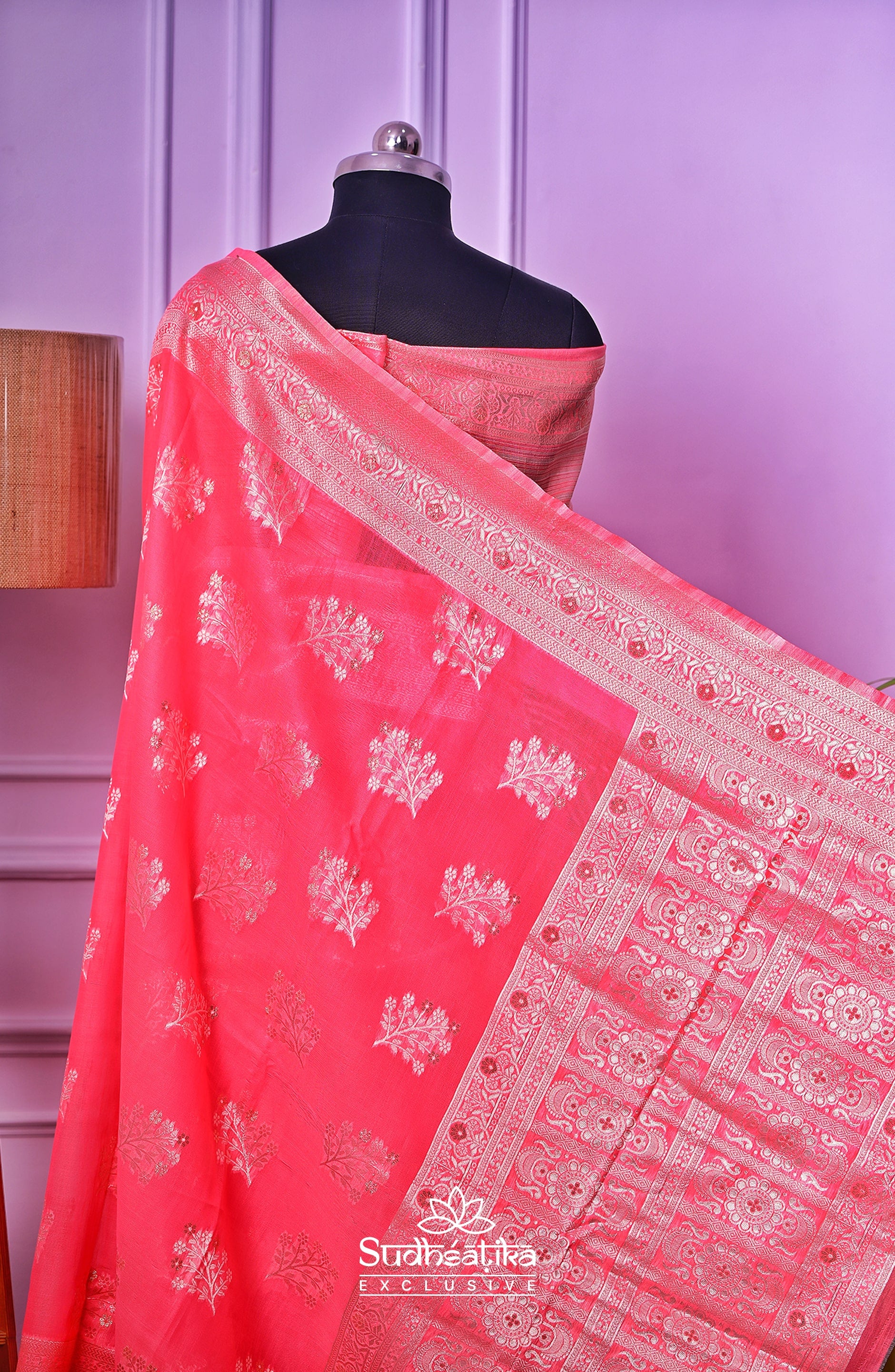 Rose Pink Banarsi Cotton Silk Lightweight
