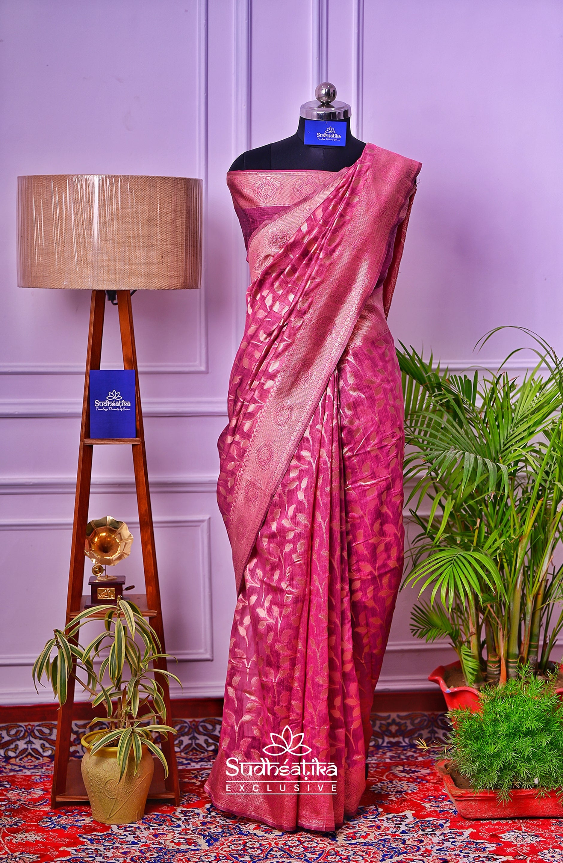 Wine Linen Silk Saree Lightweight