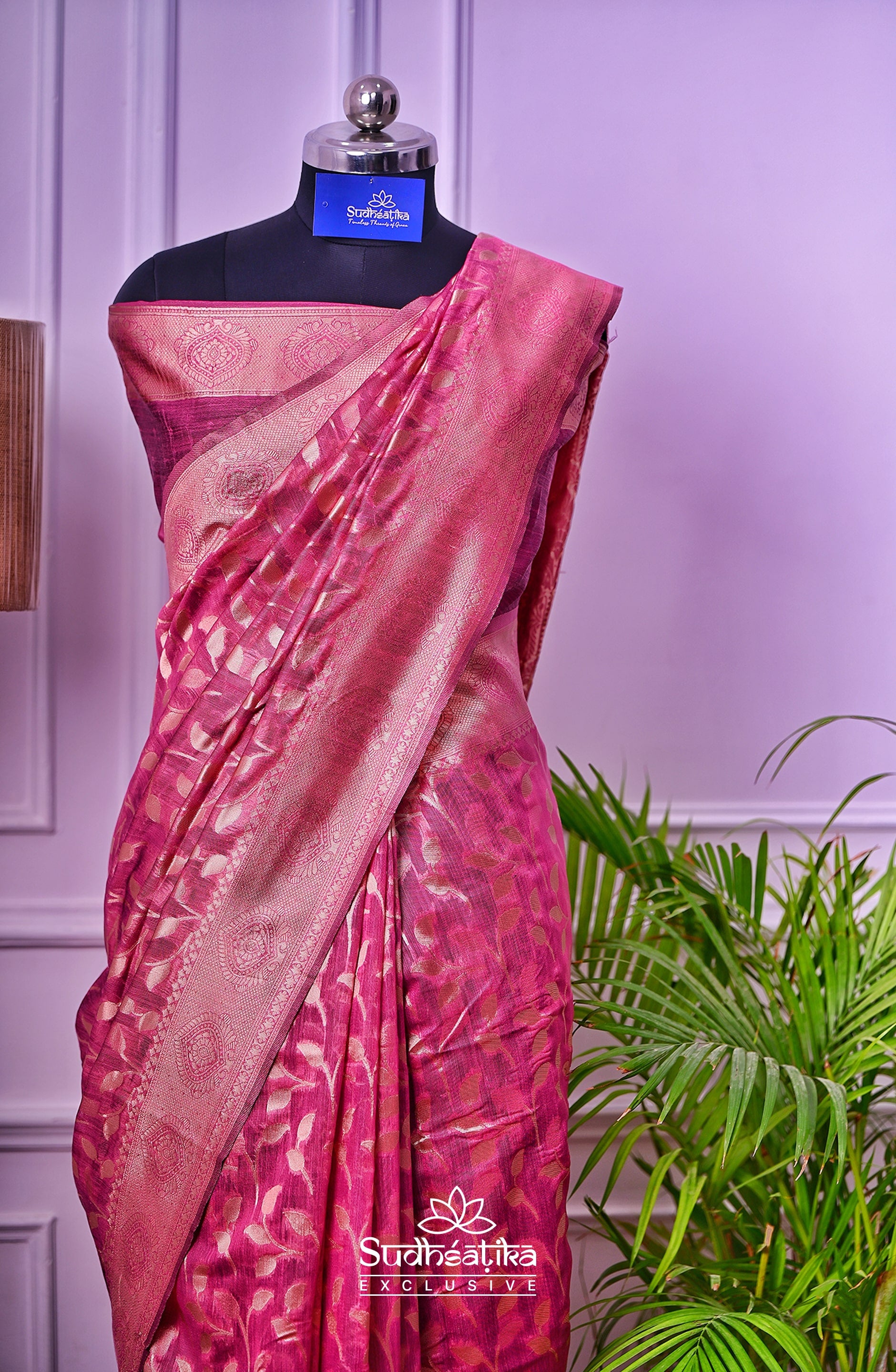 Wine Linen Silk Saree Lightweight