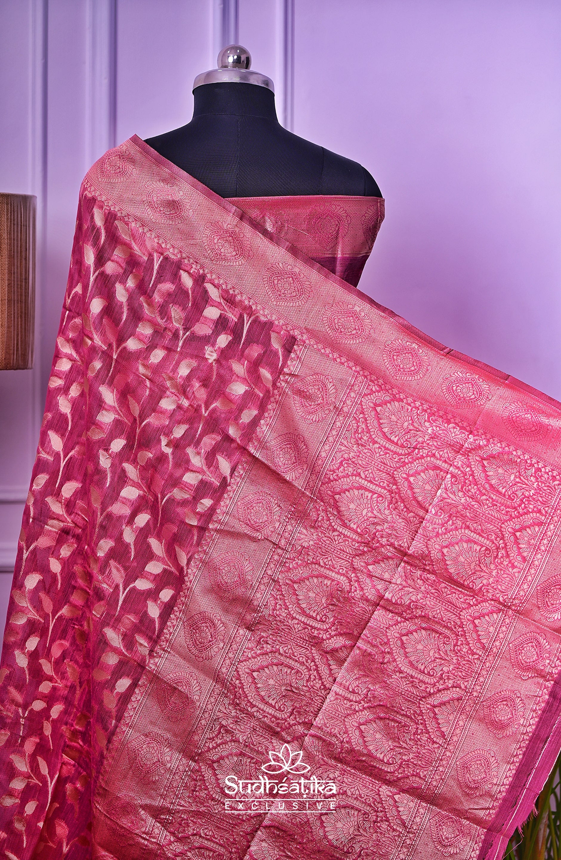 Wine Linen Silk Saree Lightweight