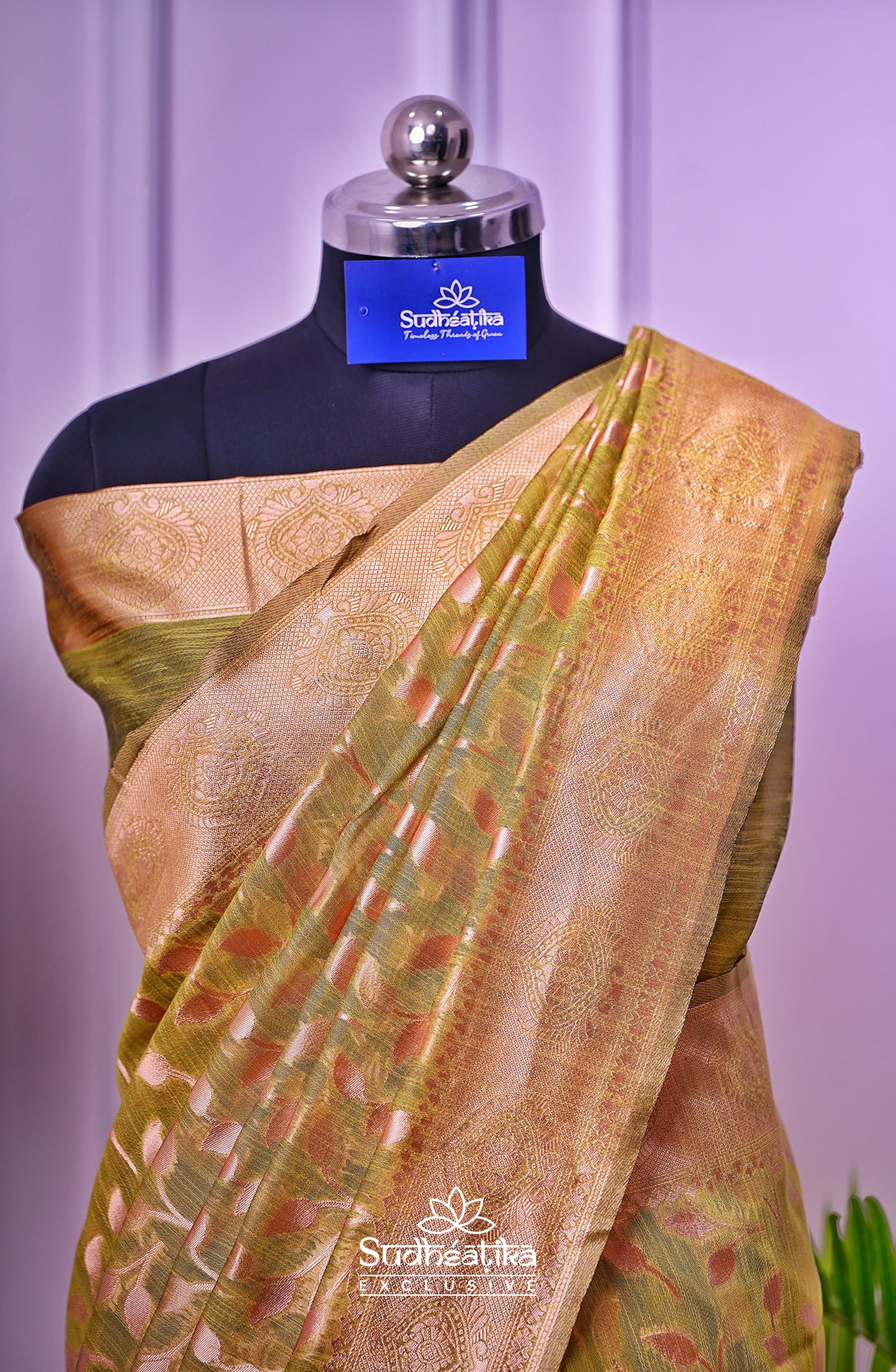 Mehandi Linen Silk Saree Lightweight