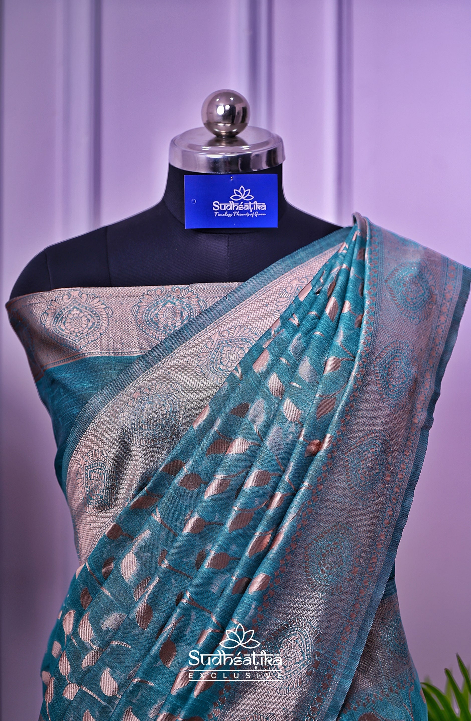 Rama Green Linen Silk Saree Lightweight