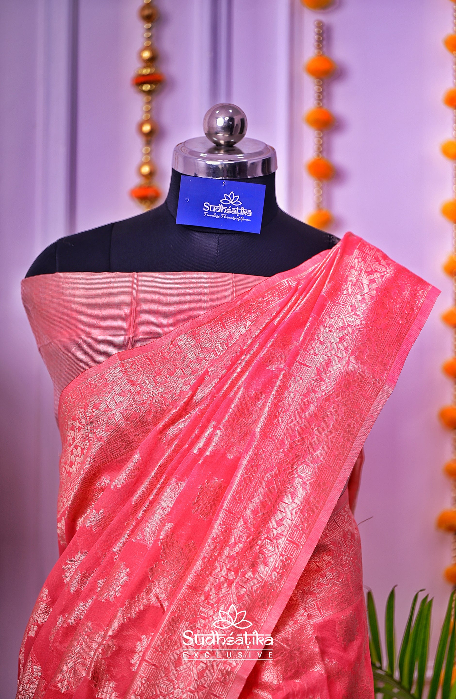 Rose Pink Banarsi Cotton Silk Lightweight