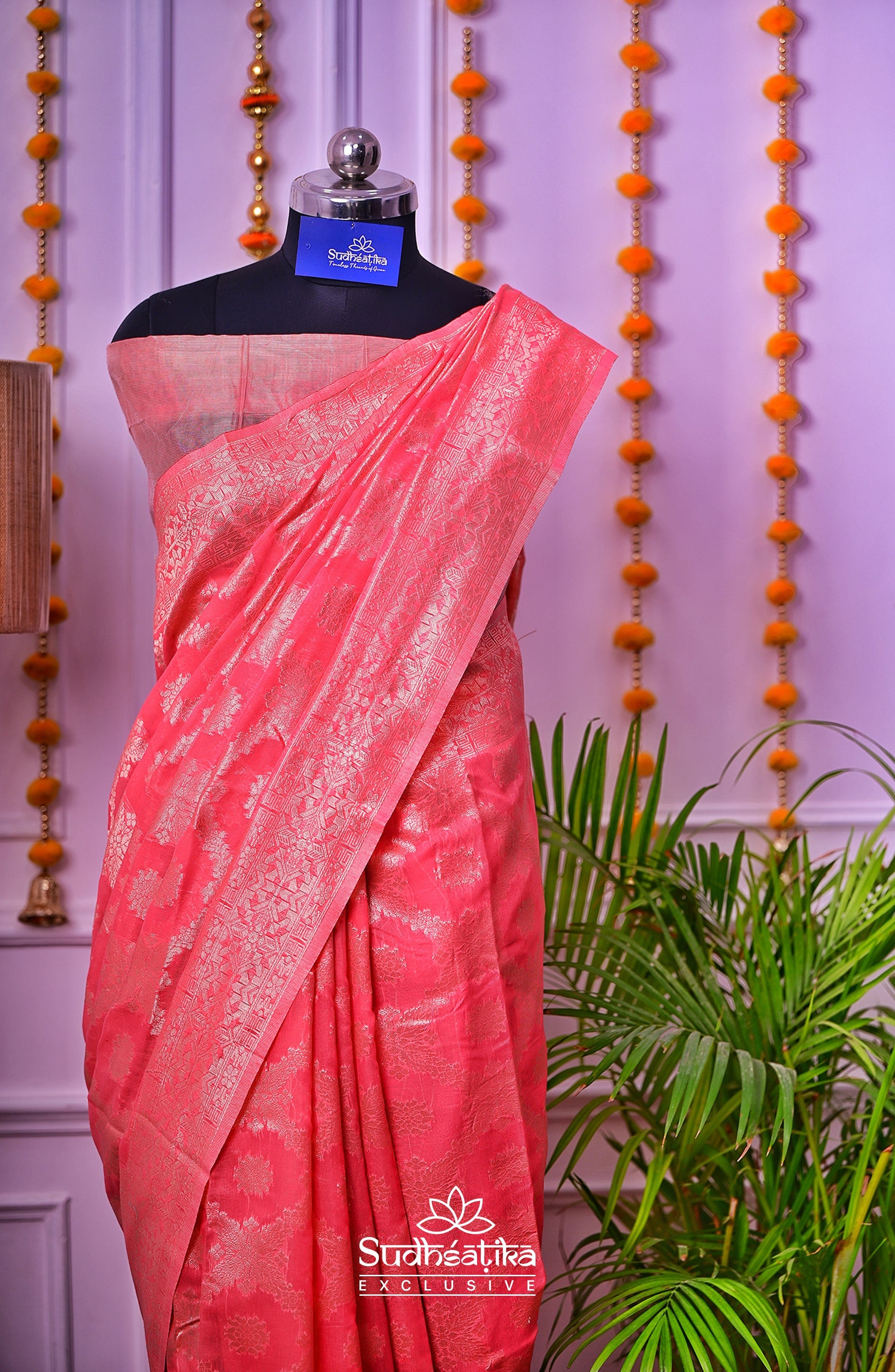 Rose Pink Banarsi Cotton Silk Lightweight